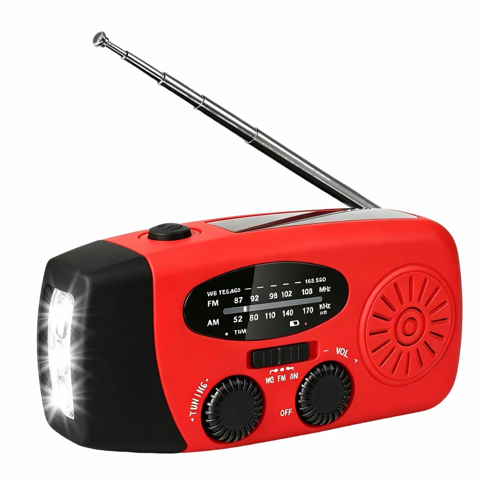 Radio Solaire d'Urgence Portable AM/FM avec Lampe Torche LED et Batterie Rechargeable 600mAh