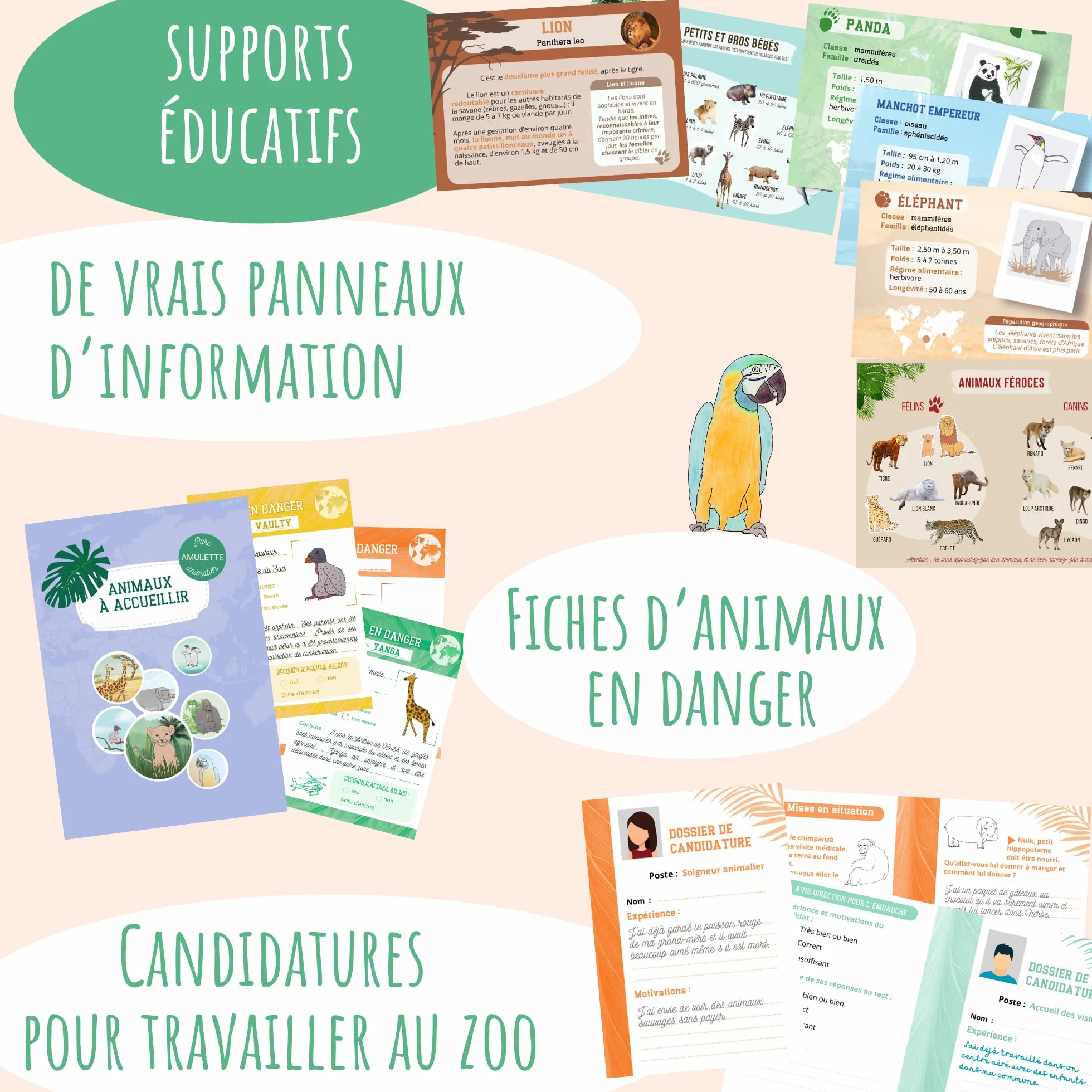 Kit Si J’étais en Mission au Zoo - Jeu Éducatif 6-10 Ans - 50+ Accessoires - Parc Animalier - Fabriqué en France MZOO