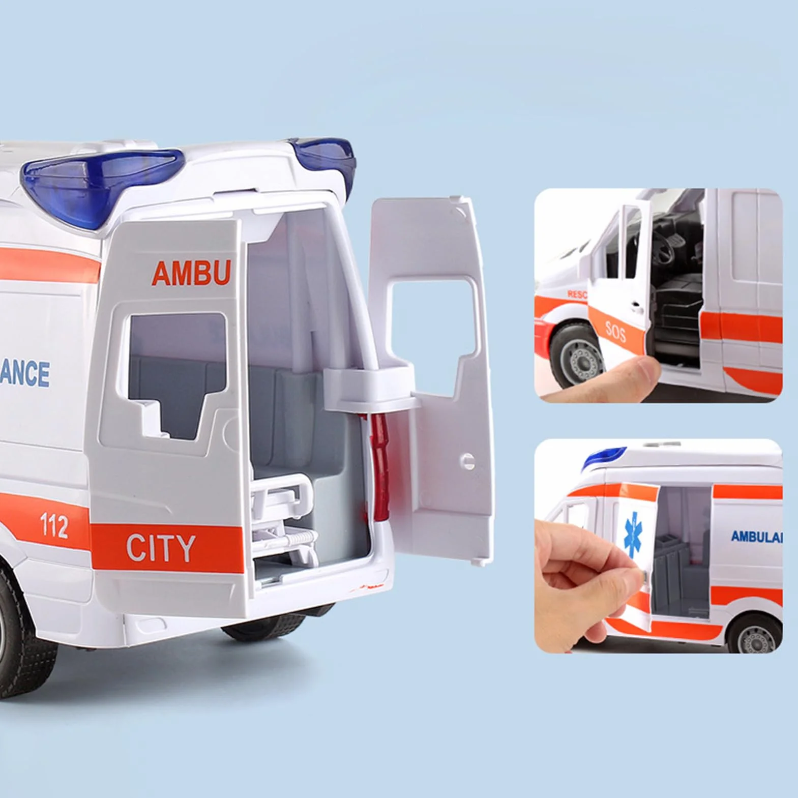 Sollee Ambulance électrique Jouet Camion avec lumières clignotantes et sons réels Cadeau pour enfants