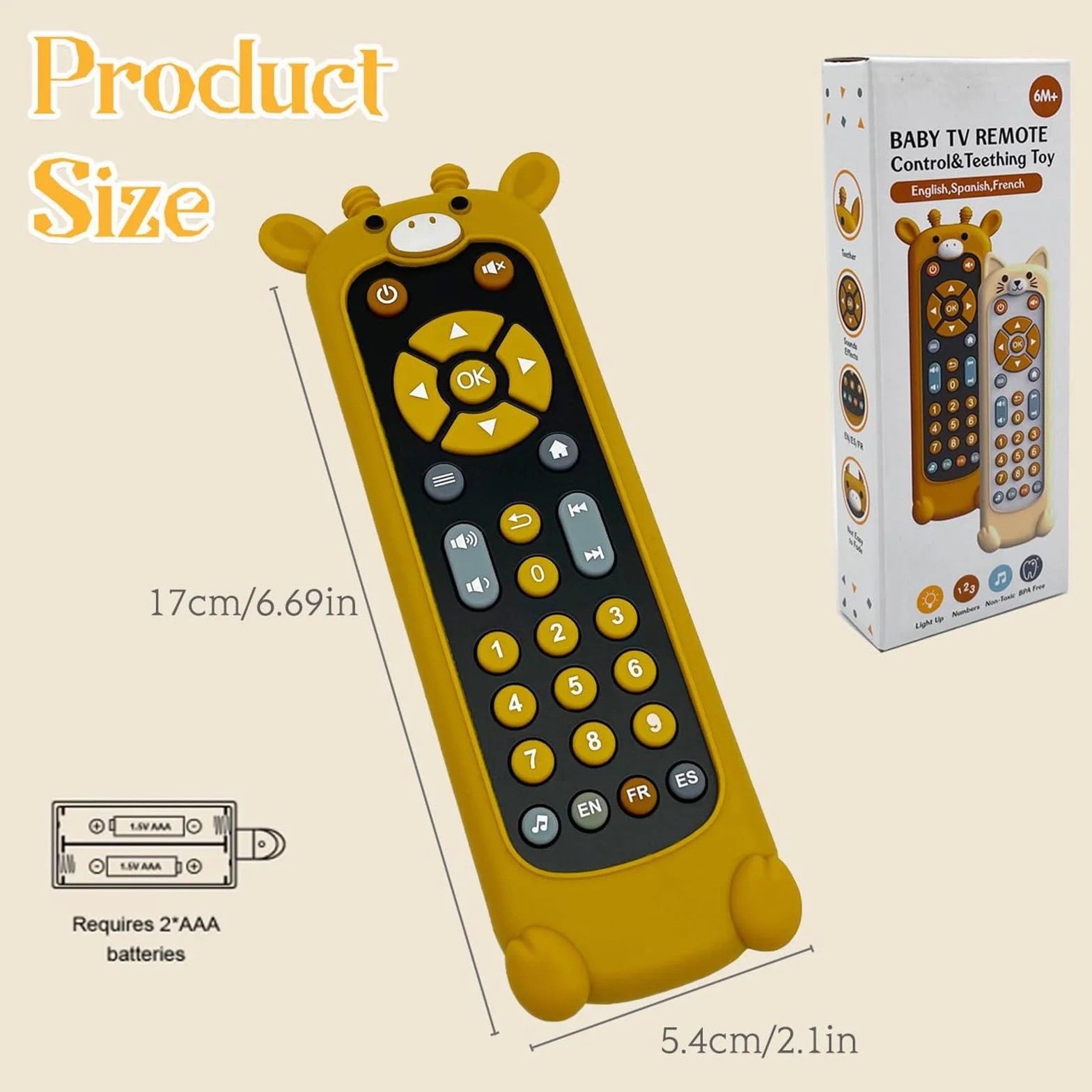 Jouet Télécommande TV Enfant 1 an, 3 Langues Jeux Éducatif Cadeau Fille, Jouets Musicaux Apprentissage Précoce Einstein Girafe Noire