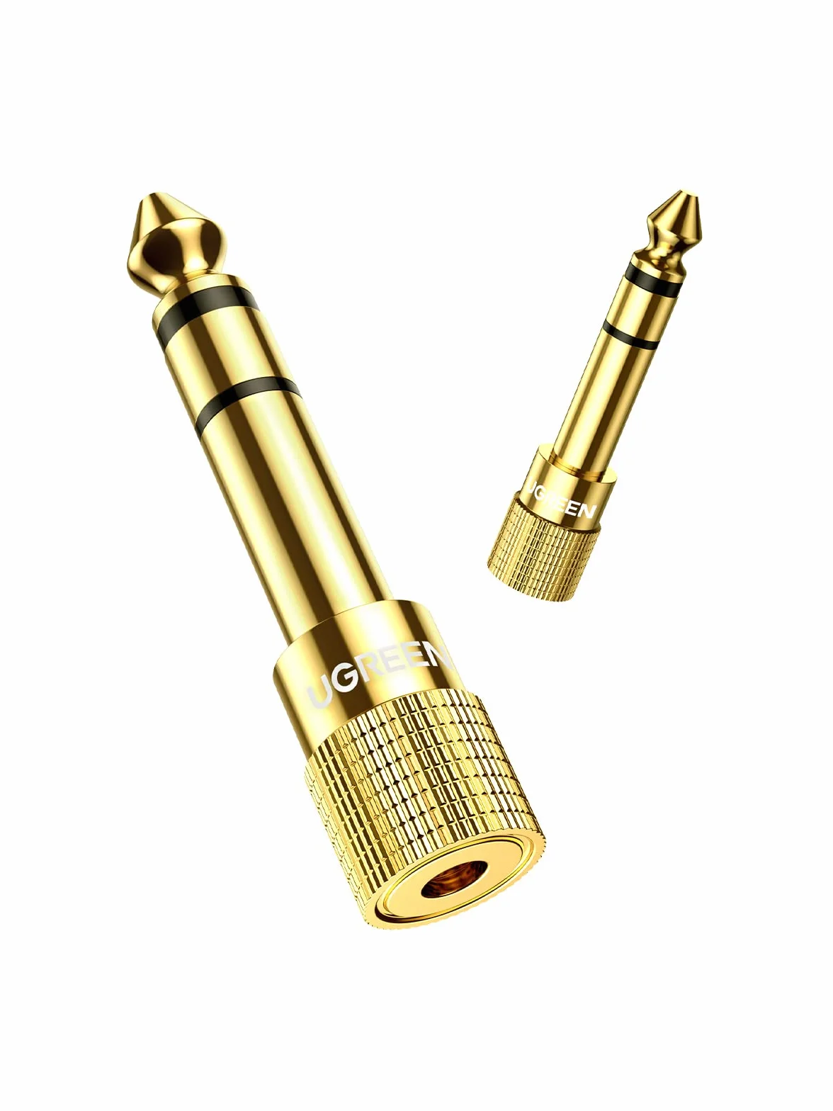 UGREEN Lot de 2 Adaptateur Jack 6.35mm Mâle vers 3.5mm Femelle Plaqué Or Audio Stéréo