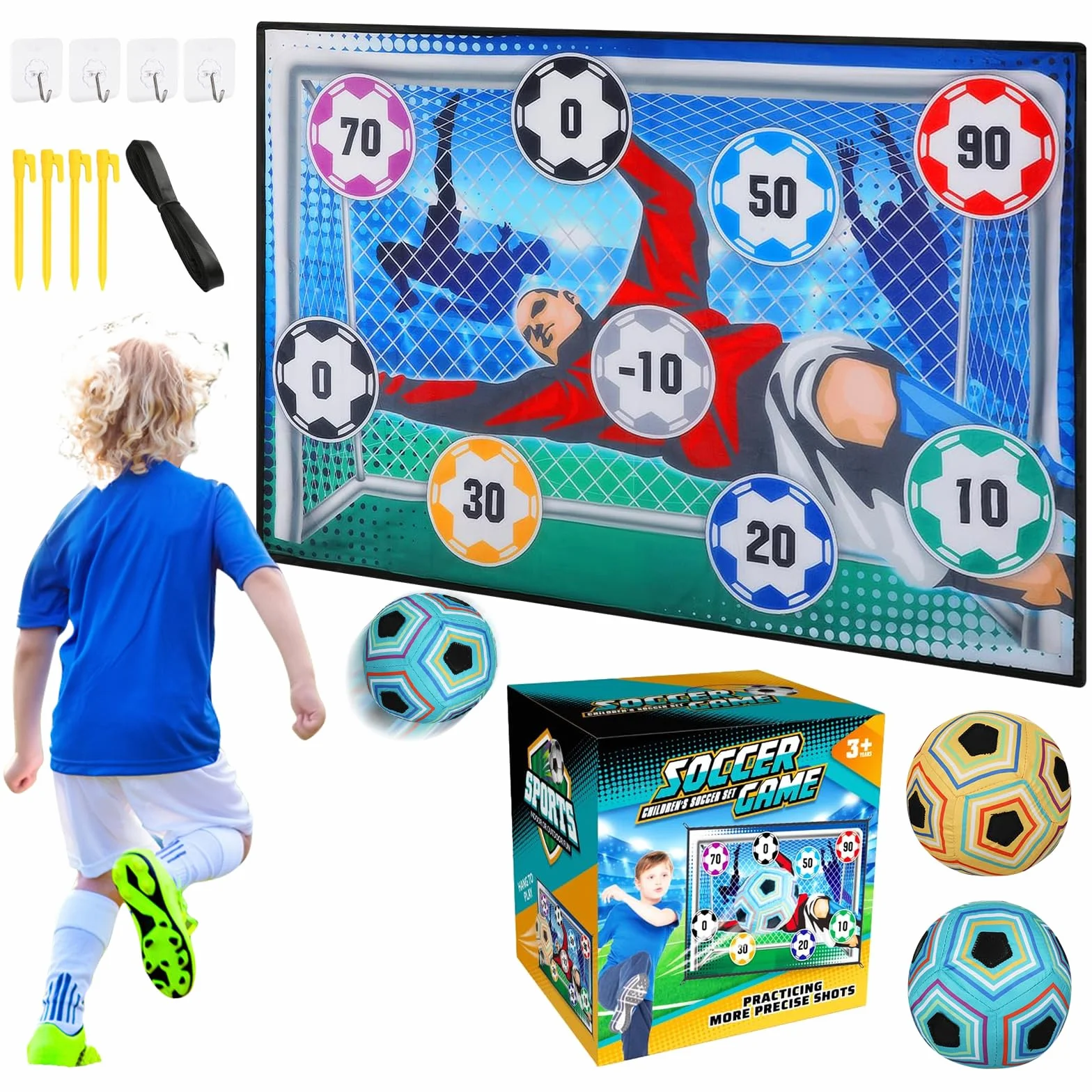KOIROI Jeux de Football Enfant 3-8 Ans, But de Foot Exterieur, Ensemble de Ballon Football Enfants, Cadeau Fan de Foot