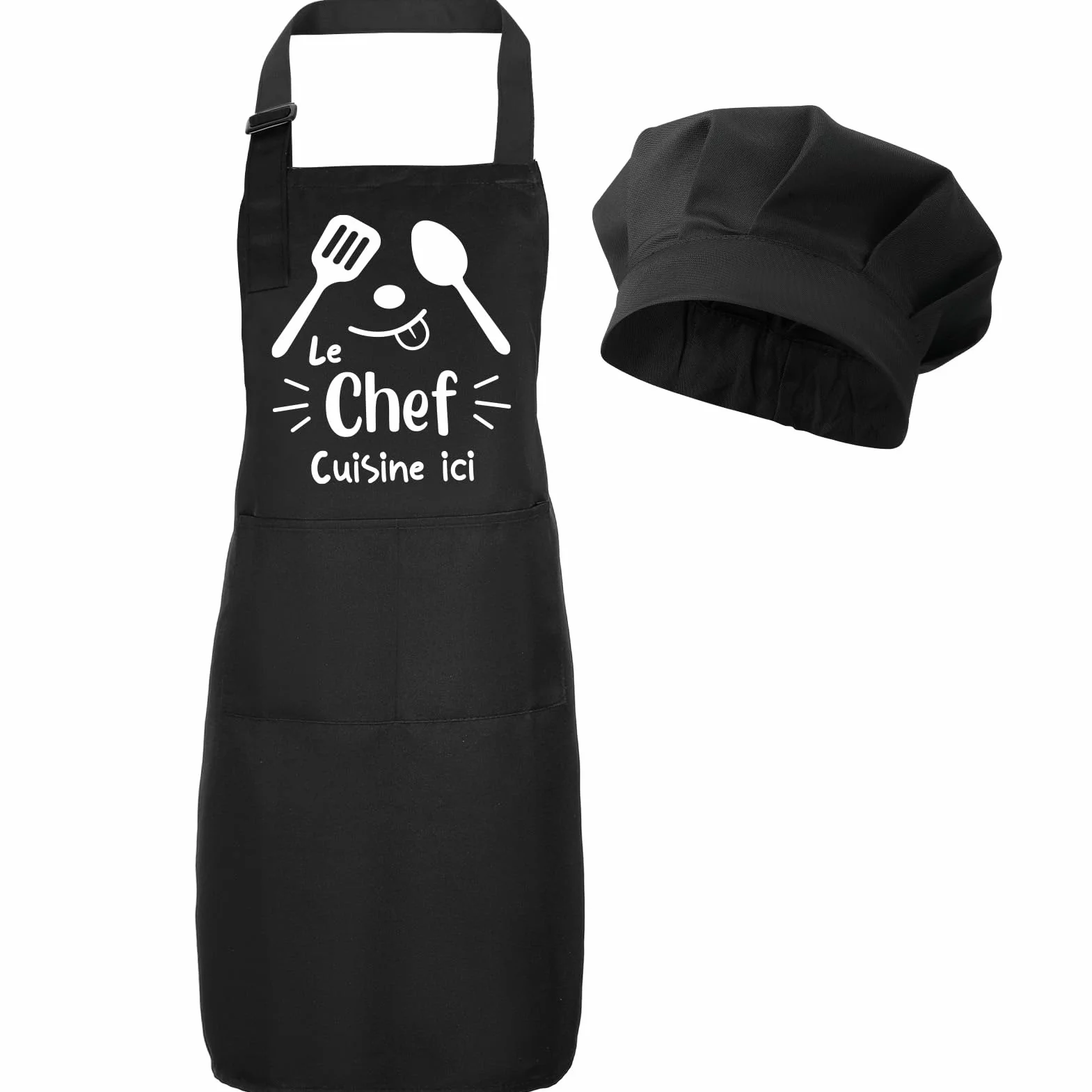 Tablier Enfant et Chapeau de Chef Réglables avec Poche pour Cuisine et Pâtisserie
