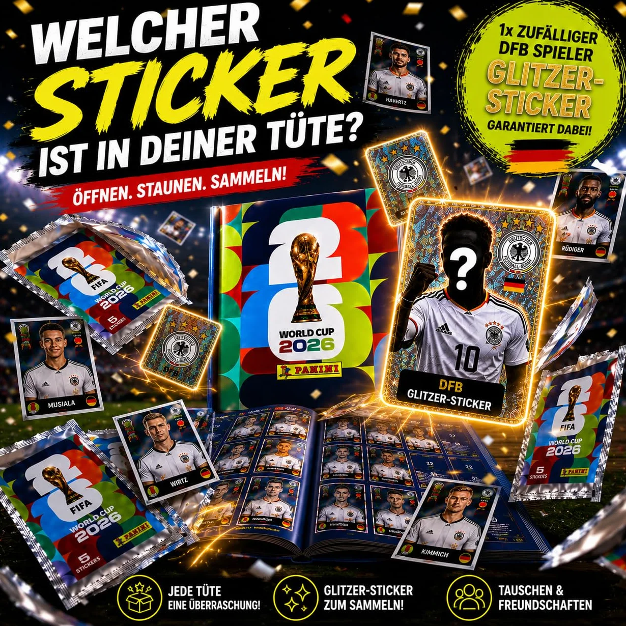 Panini Album d'autocollants Coupe du monde 2026 Kit de démarrage XXL Allemagne