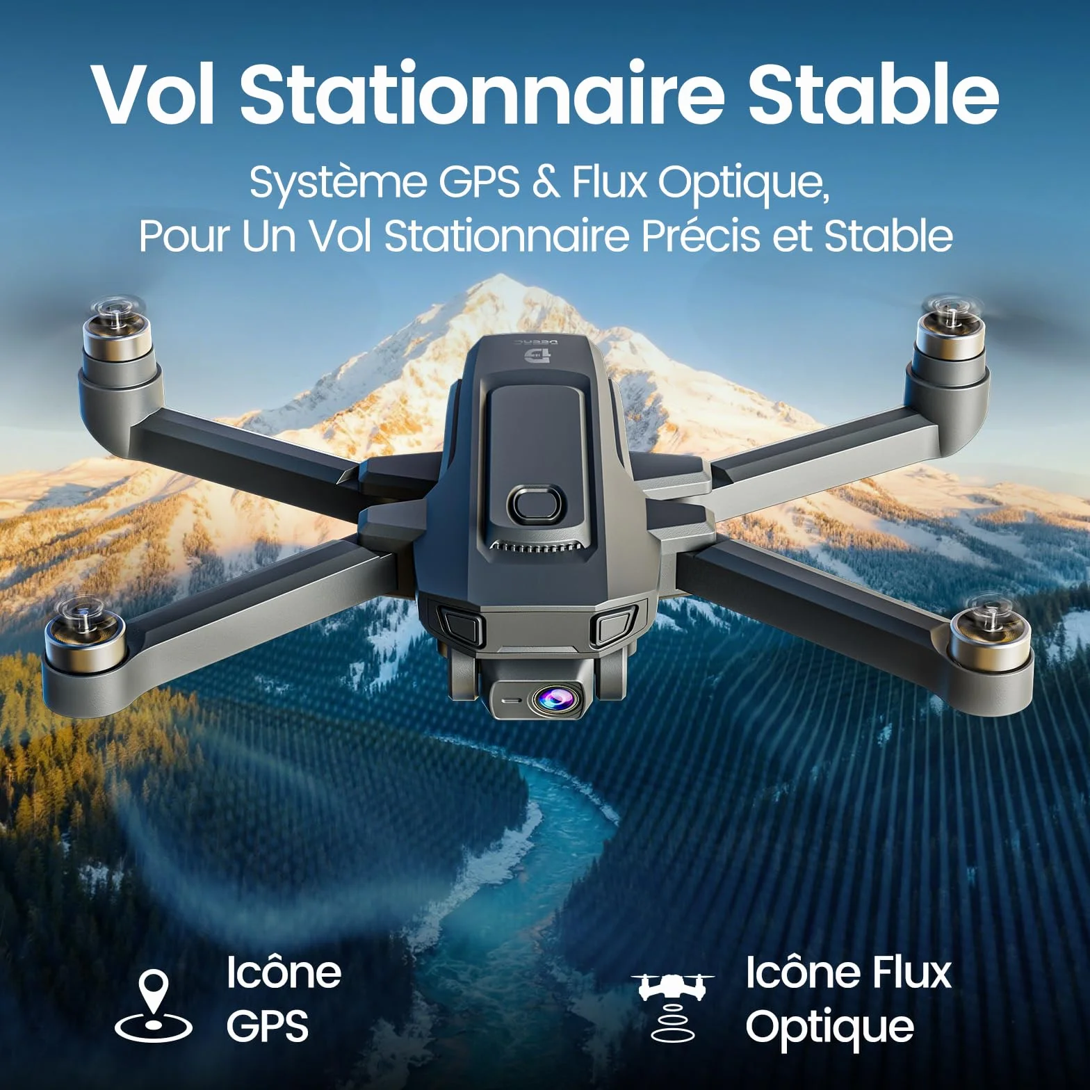 DEERC D35 Drone with 8K Camera pour Adultes, Quadricoptère RC Pliable avec Retour Automatique GPS, Moteur Sans Balais, Suivez-moi, vol Circulaire, Maintien de I'altitude, Vol de 40 Minutes