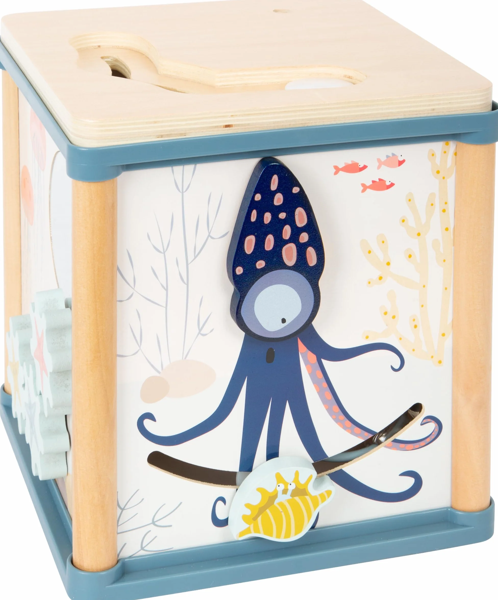 Cube de motricité Monde sous-Marin en Bois 5 Faces Jouet Enfant 12 Mois