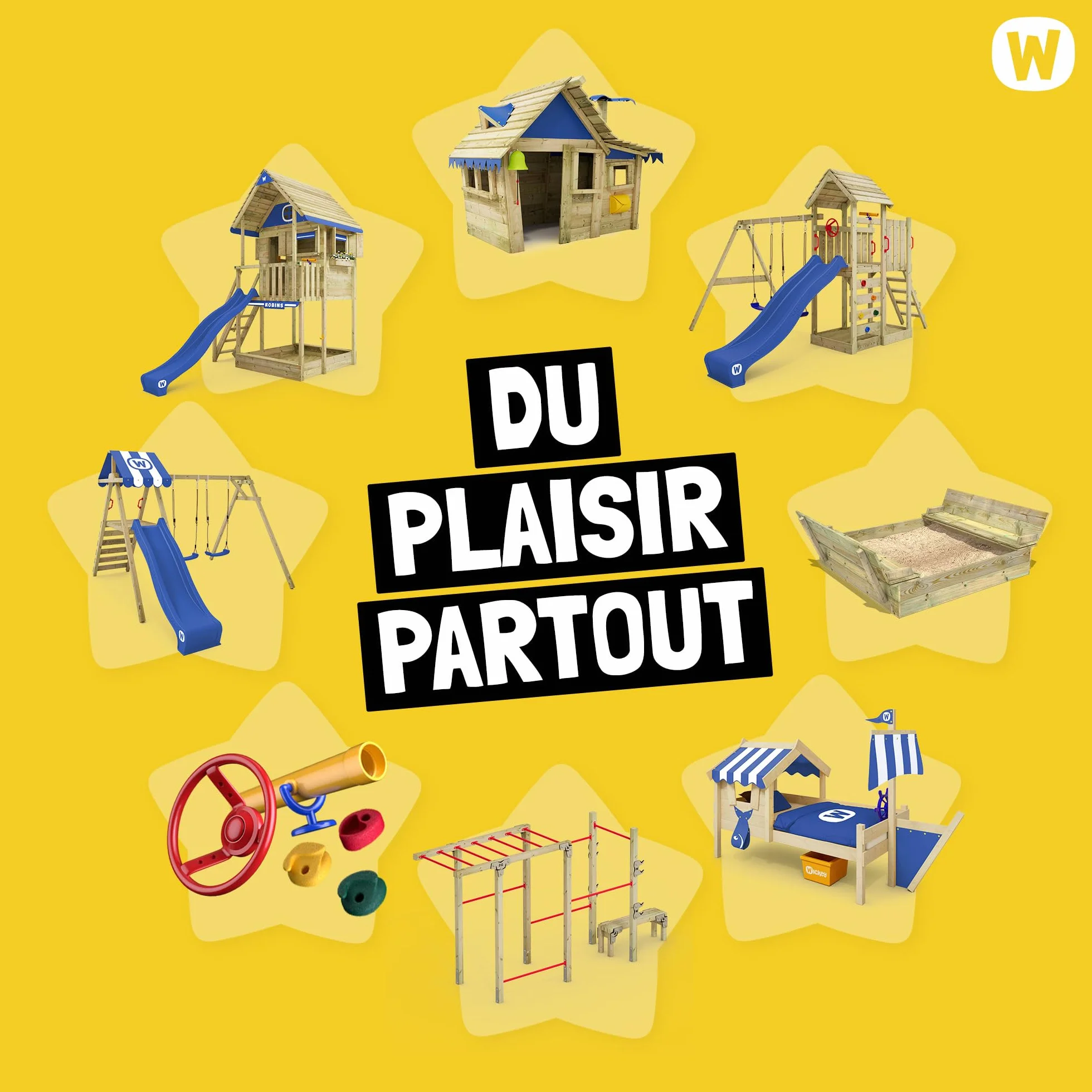 Wickey MultiFlyer Light Portique en Bois avec Balançoire et Toboggan pour Enfants Vert Pastel