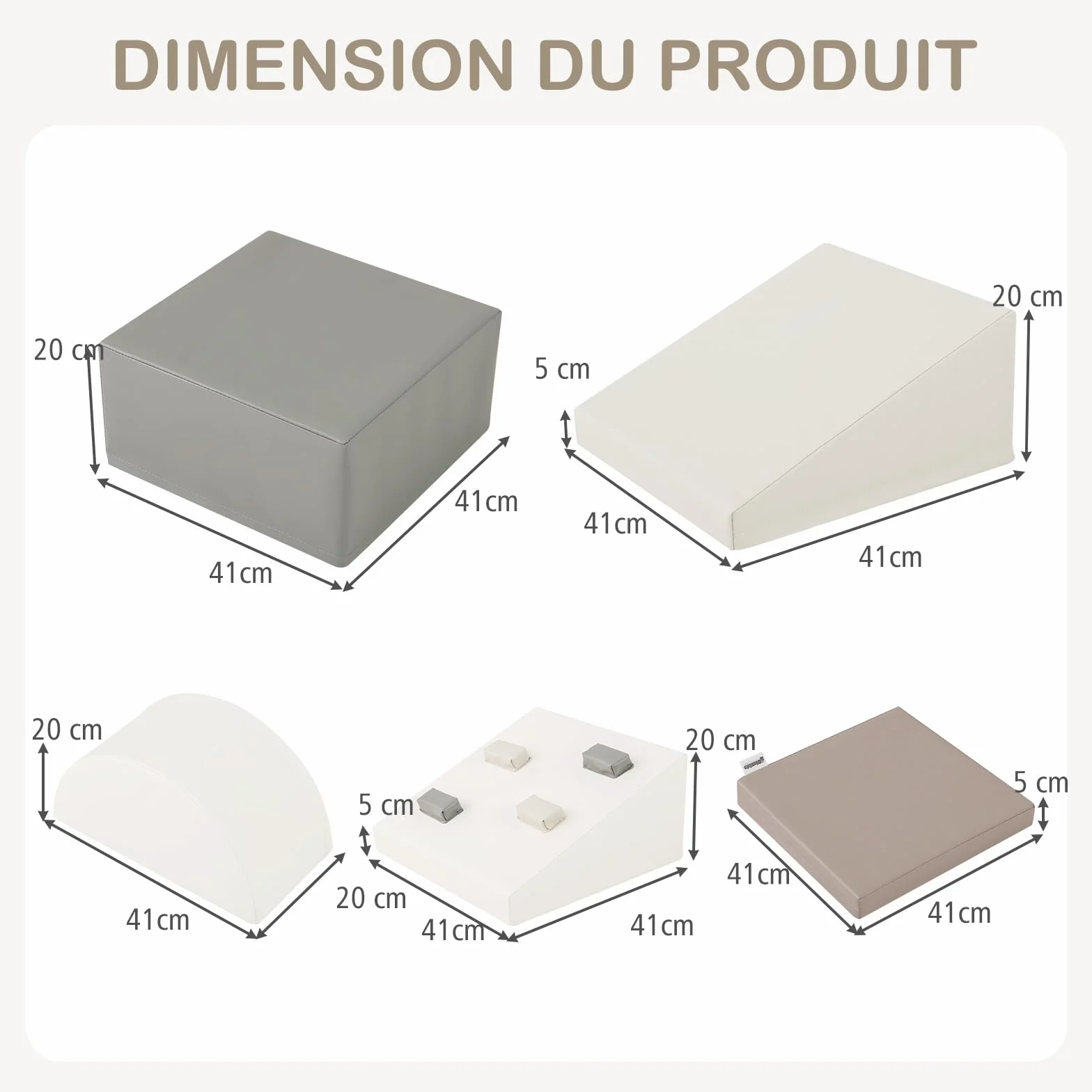 DREAMADE Parcours de Motricité Bebe en Mousse EPE, Bloc de Construction avec Housse, Jeux d’Escalade pour Enfants 1+ an (Gris)
