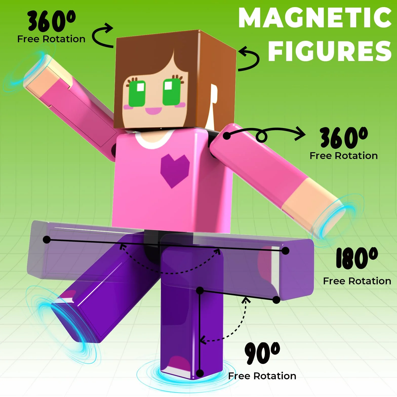 Magneverse Construction Magnétique Enfant 210 Pièces 6 Figurines Jeu de Construction Éducatif Cadeau 6-12 Ans
