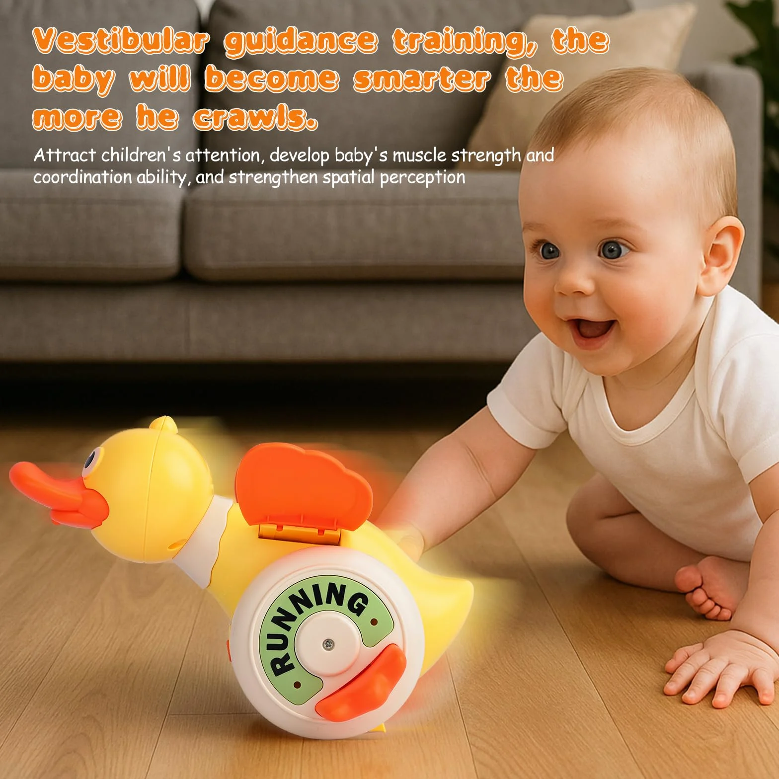 Jouet Canard Rampant avec Musique, Danse et Lumière, Rechargeable USB, pour Bébés 1-4 Ans