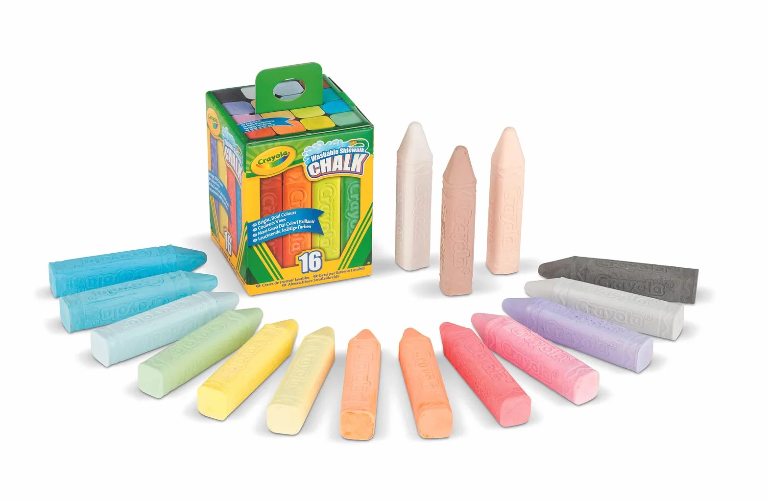 CRAYOLA Craies de trottoir lavables Set de 16 pièces couleurs assorties