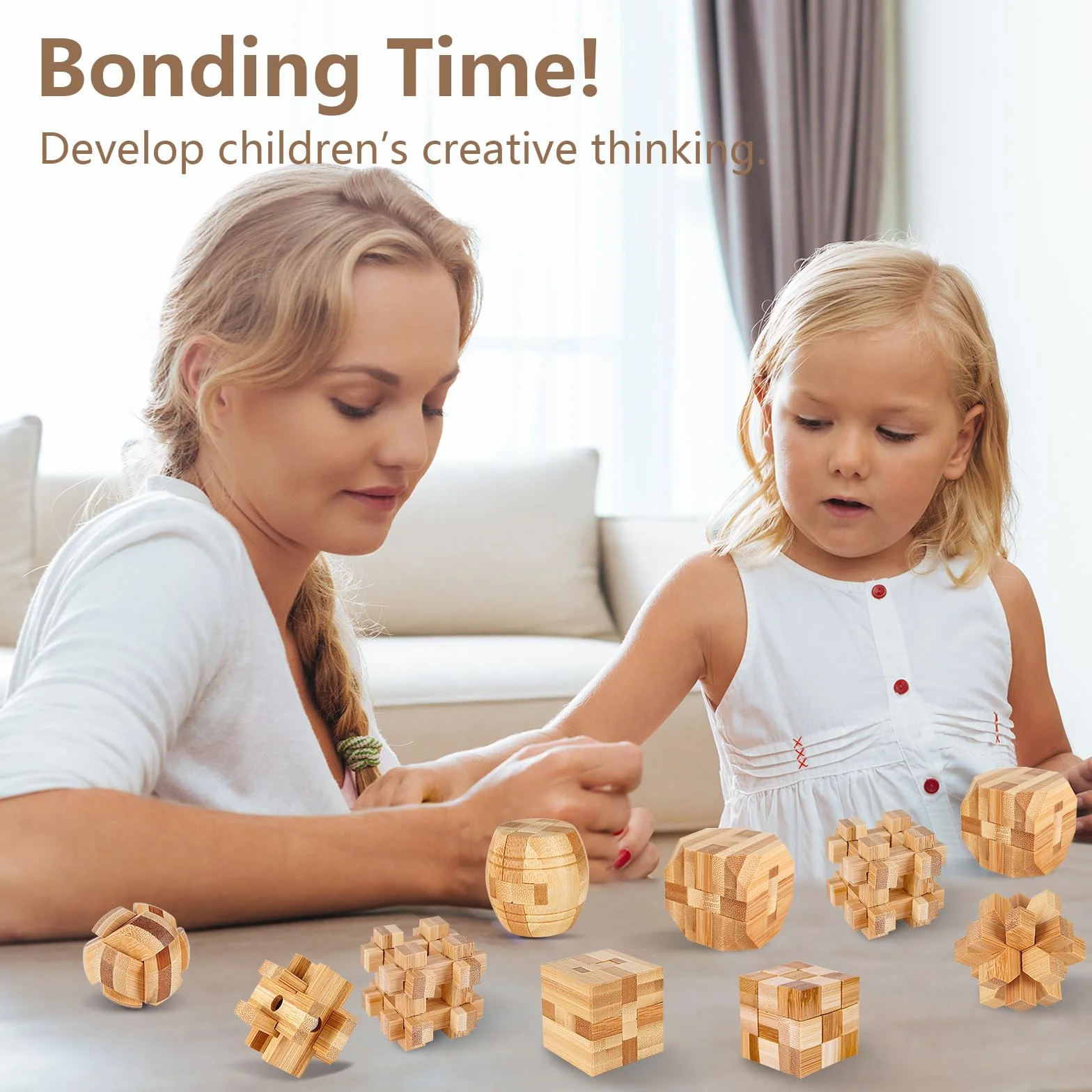 Casse Tête en Bois Set 9 Pièces - 3D Puzzle Classique - Jeu de Logique Éducatif pour Adulte et Enfant