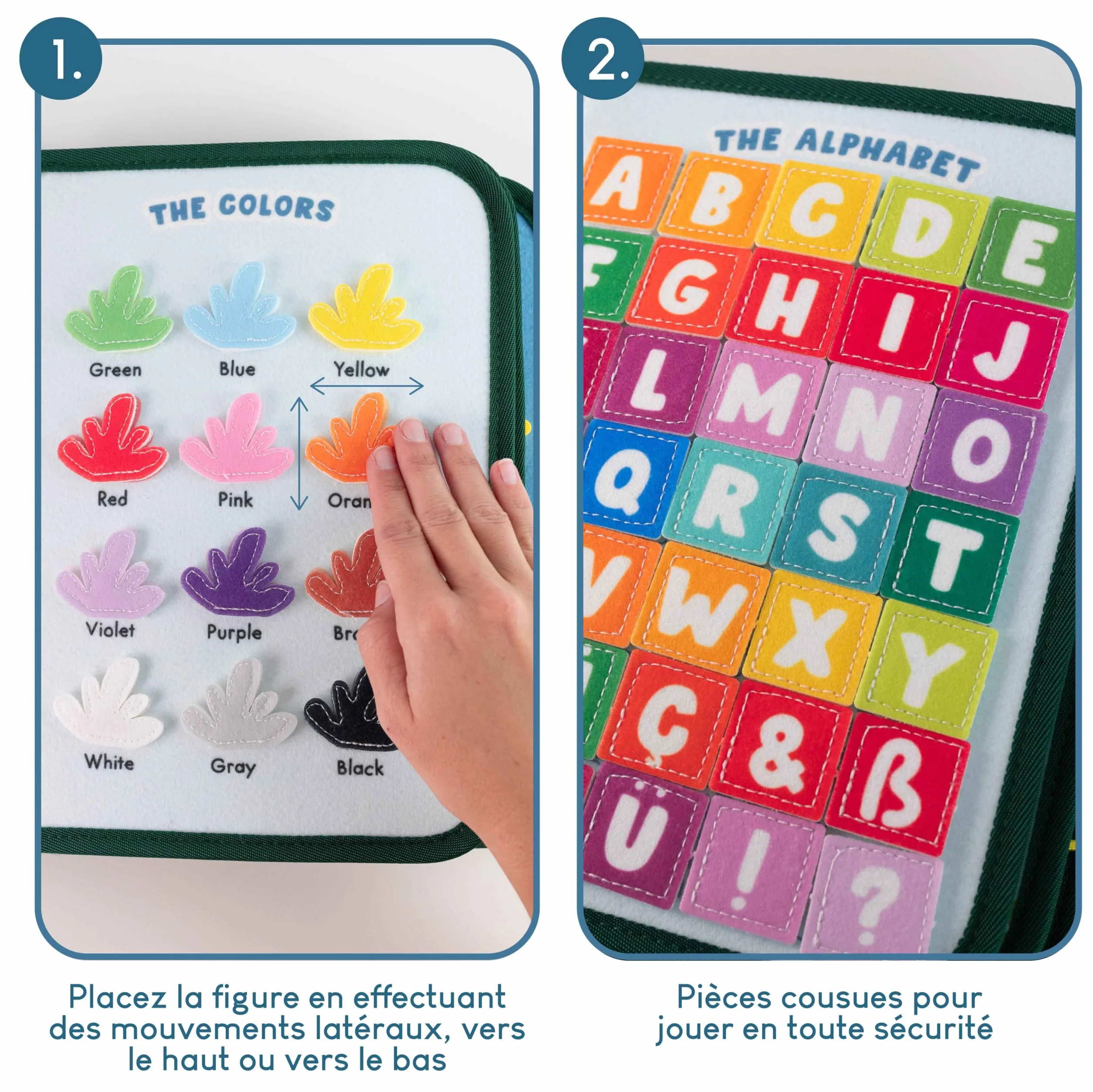 BONNYCO Busy Board Montessori Feutre, Jouet Educatif Motricité Fine, Cadeau Enfant 1-6 Ans