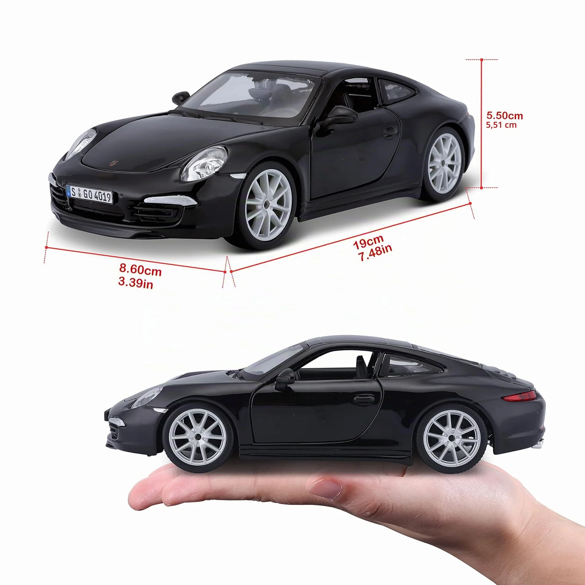 Burago 1/24 Porsche 911 Carrera Noire, 3+ ans