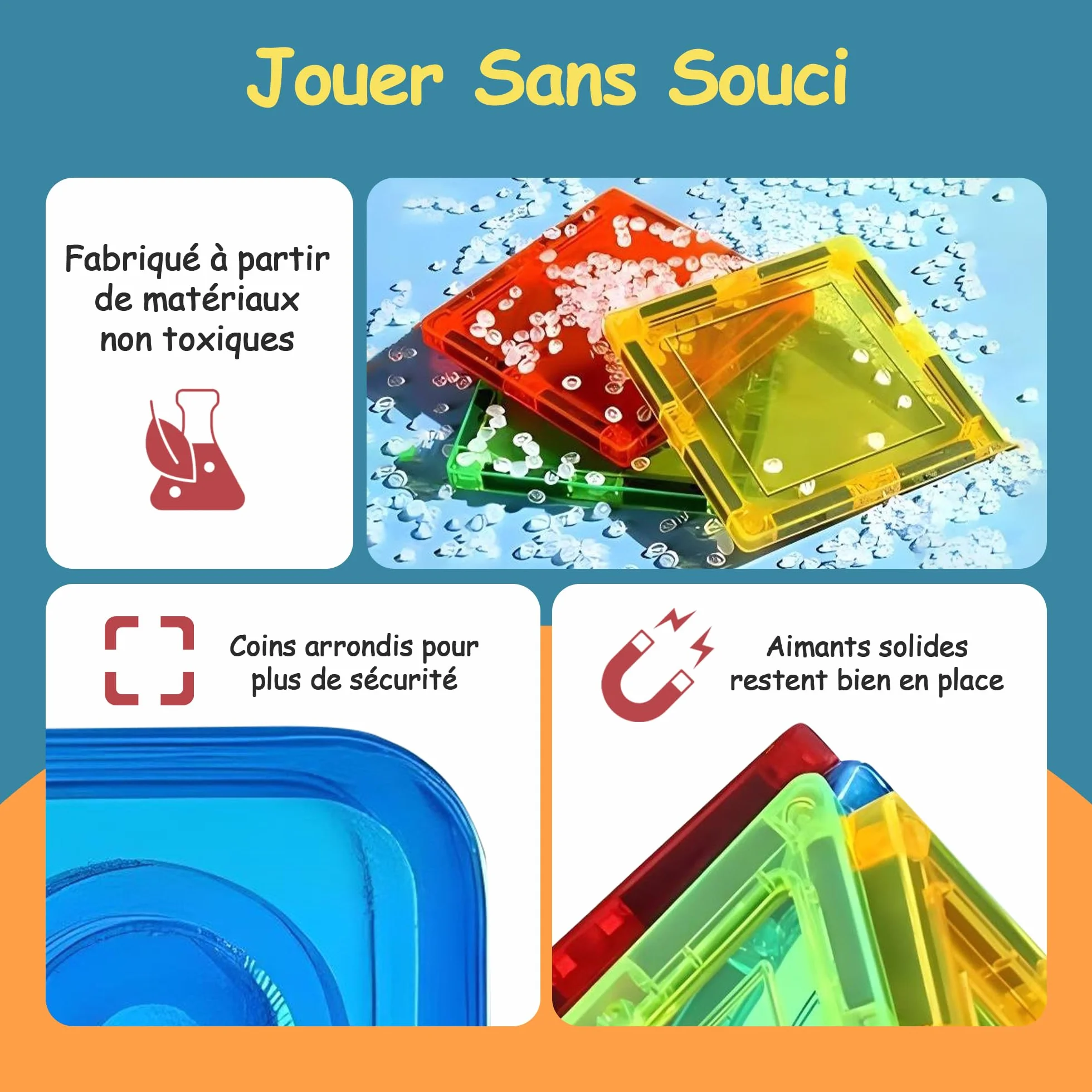Olvy Blocs Magnétiques Montessori Jouet 120 Tuiles Enfants Construction Magnétique Dès 3 Ans Smart Playground
