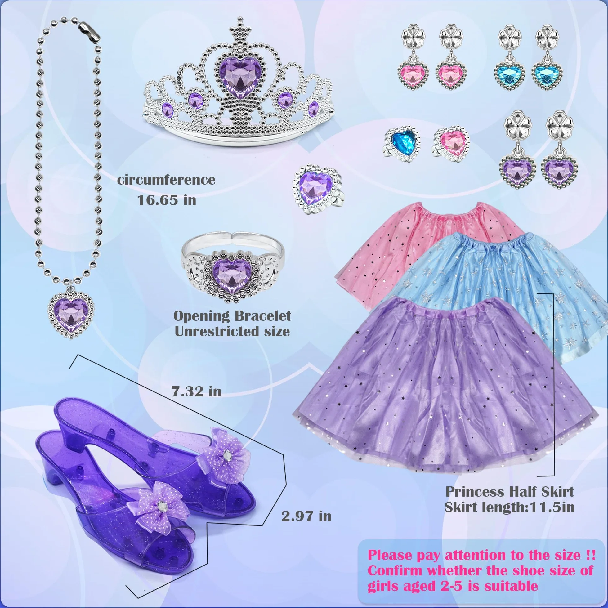 Princesse Costume Jouets pour Filles 3-6 Ans avec Jupes, Jeu de Rôle Cadeau Anniversaire Noël