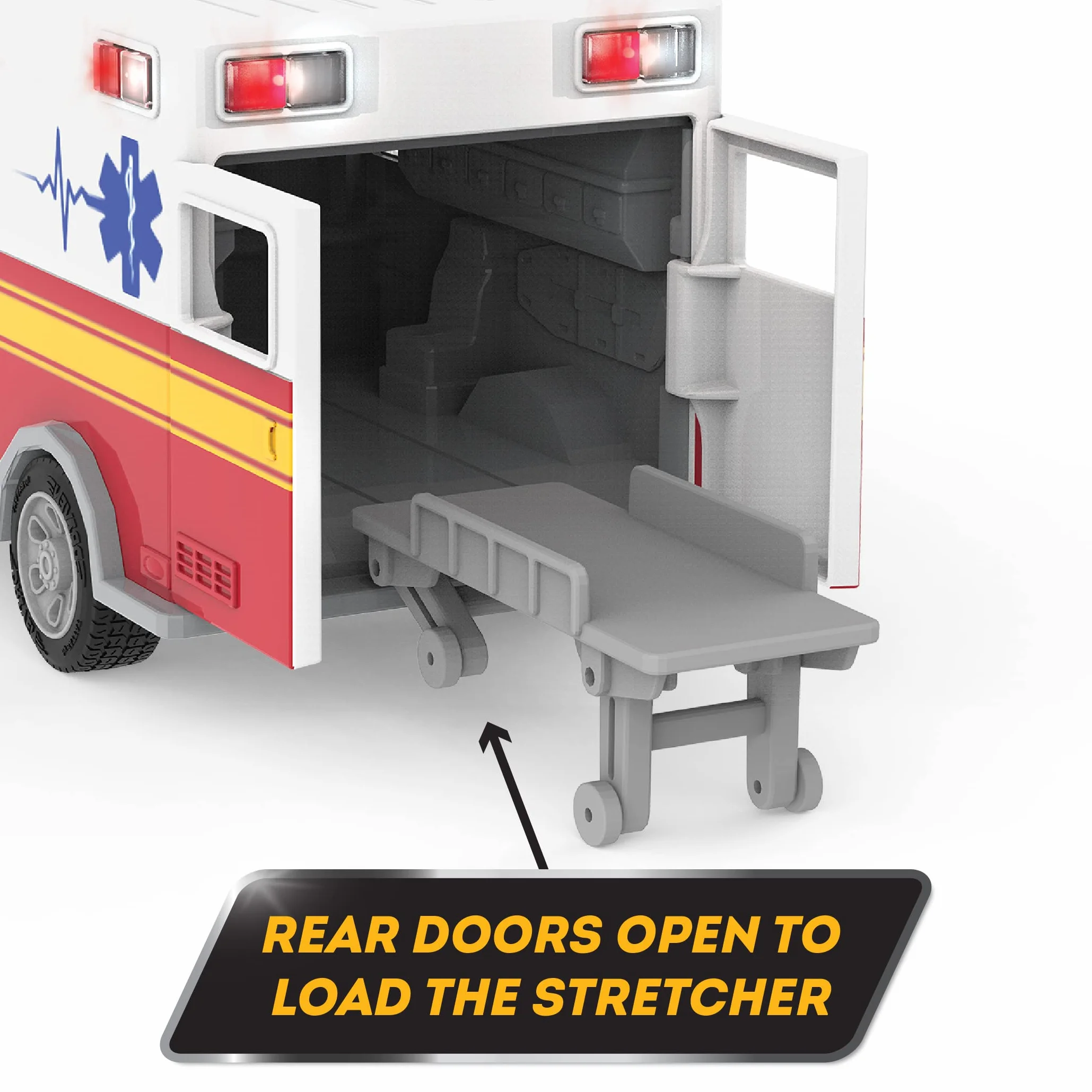 Driven by Battat Ambulance 20 cm Jouet Camion avec Lumière et Son Sauvetage pour Enfants 3 Ans+