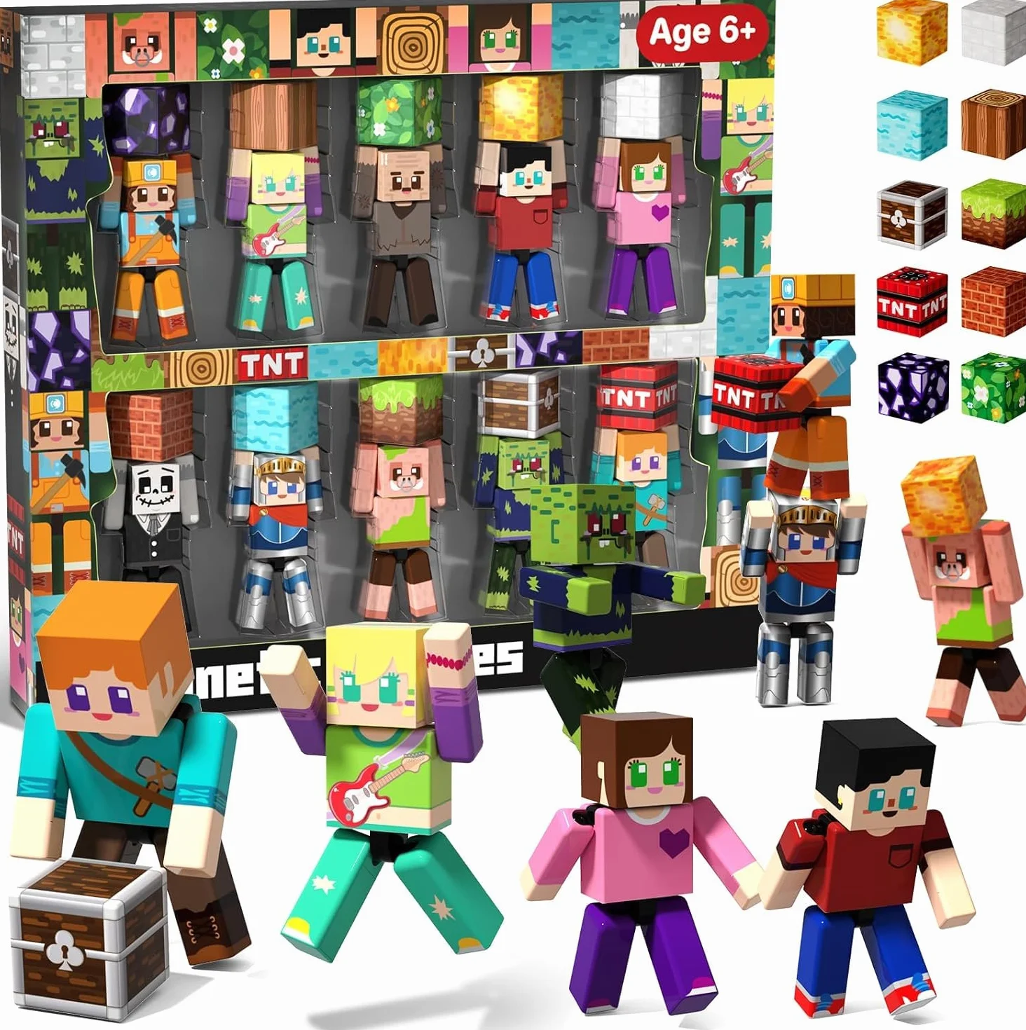 Blocs de Construction Magnétiques Set de 20 - Figurine Magnétique Créative Éducative - Jeu de Rôle Cubique Enfants 6+ - Jouet Voyage STEM Cadeau Anniversaire