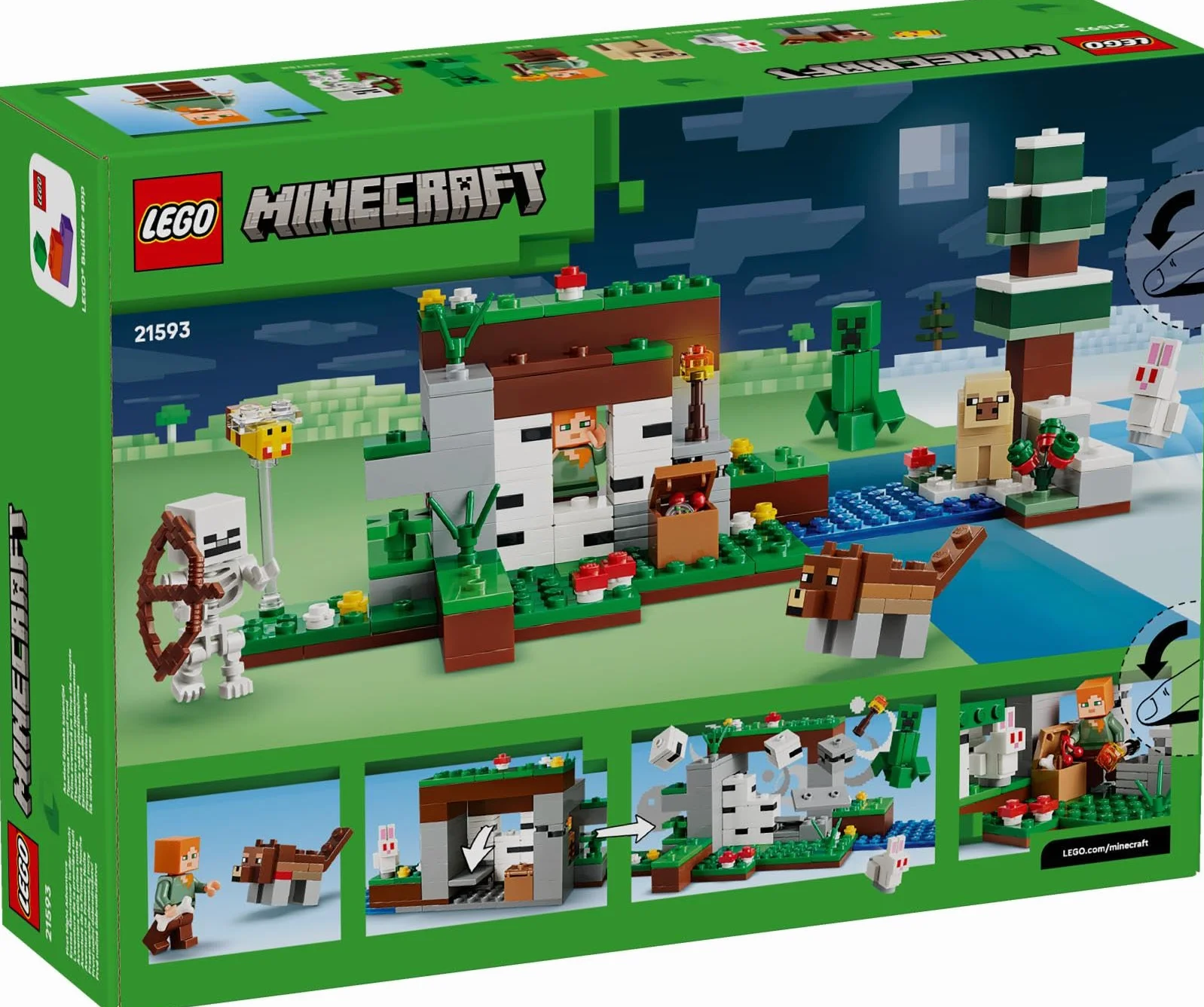 LEGO Minecraft L’Aventure de la Première Nuit 21593 Jeu Interactif 7 Figurines Alex Creeper Squelette Loup des Bois Cadeau Gaming 8 Ans
