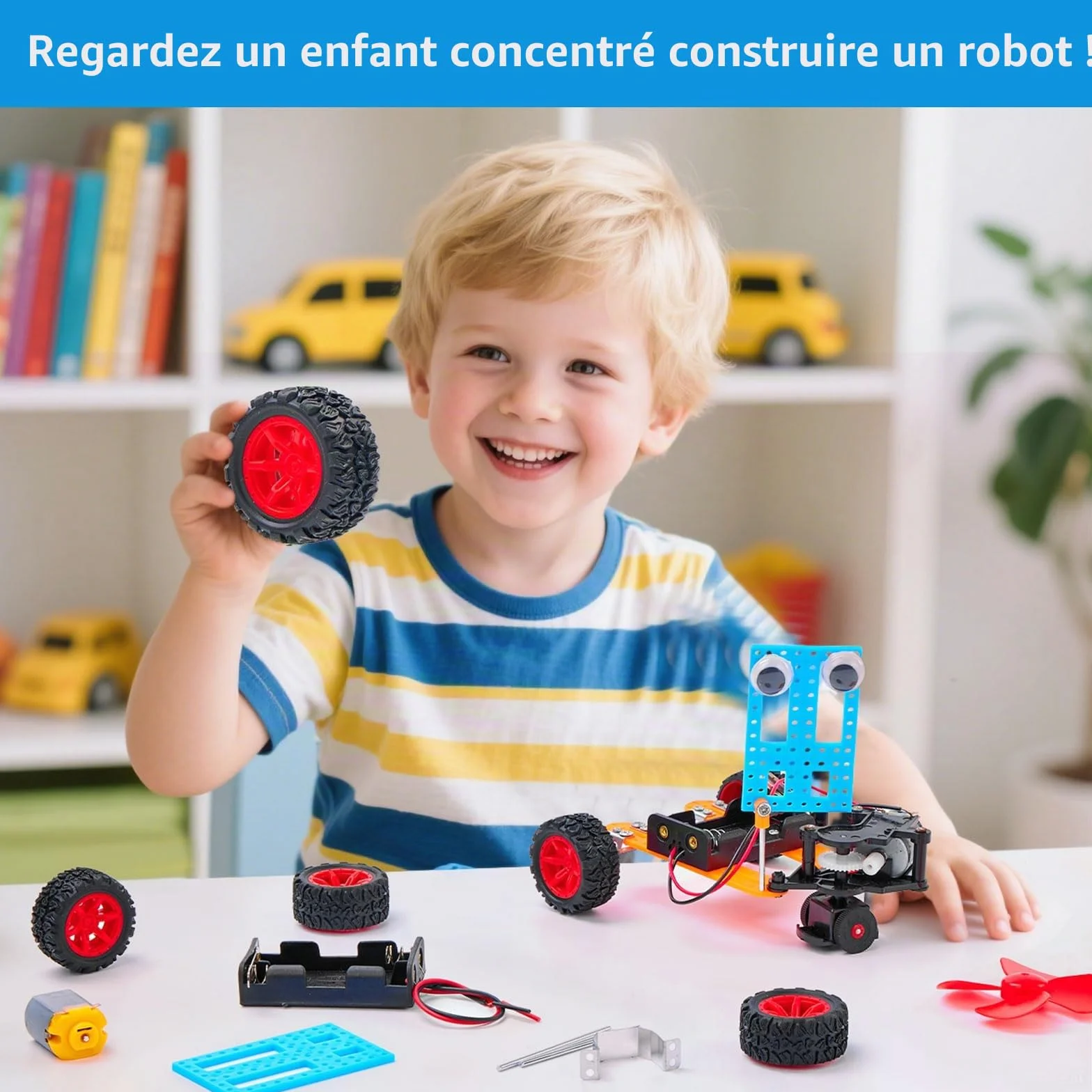Kit de construction de robot STEM pour enfants - Ensemble d'expériences d'ingénierie avec moteur