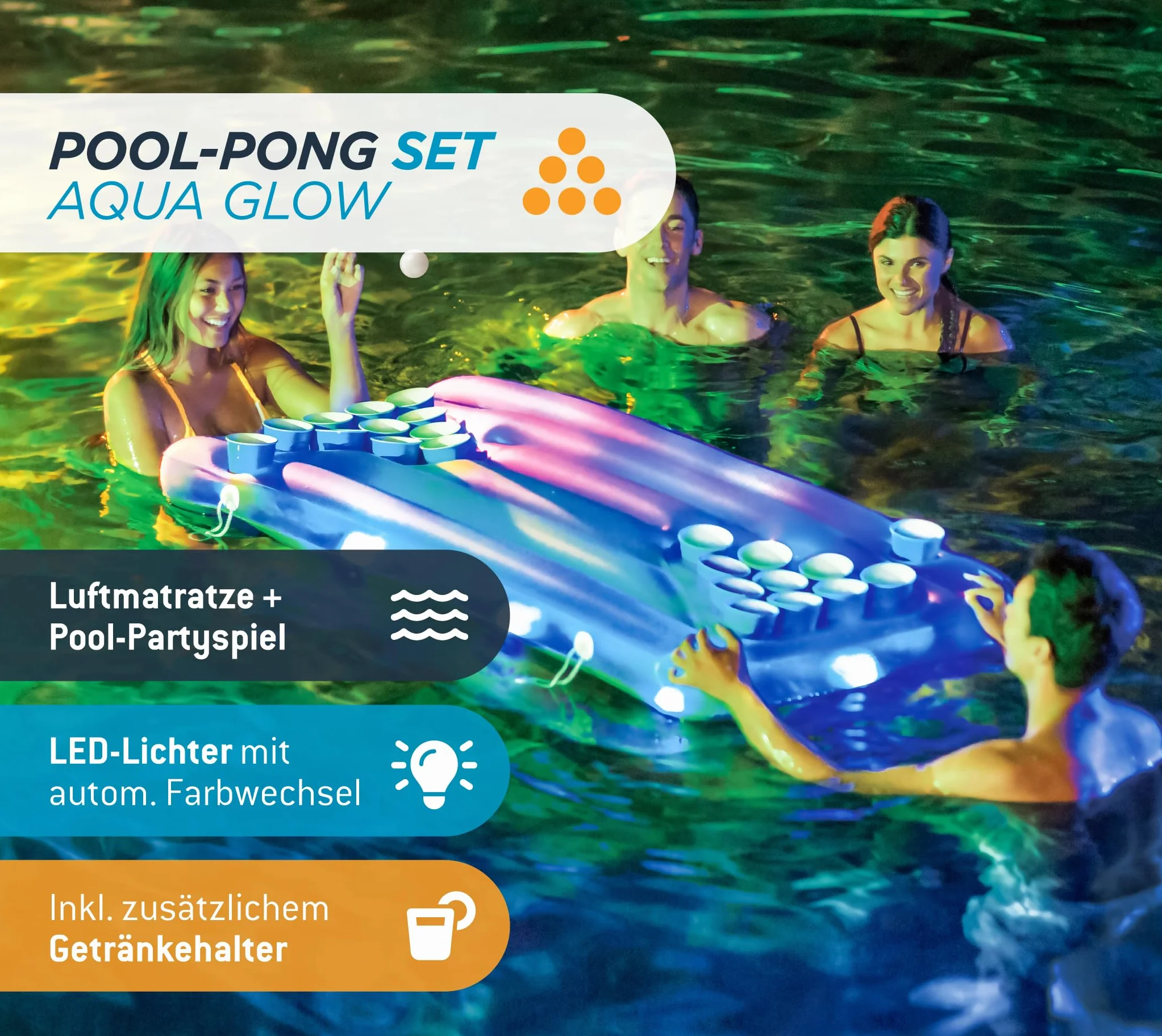 Summer Waves Kit de Pong à Bière pour Piscine | Jeu à Boire | Matelas Gonflable