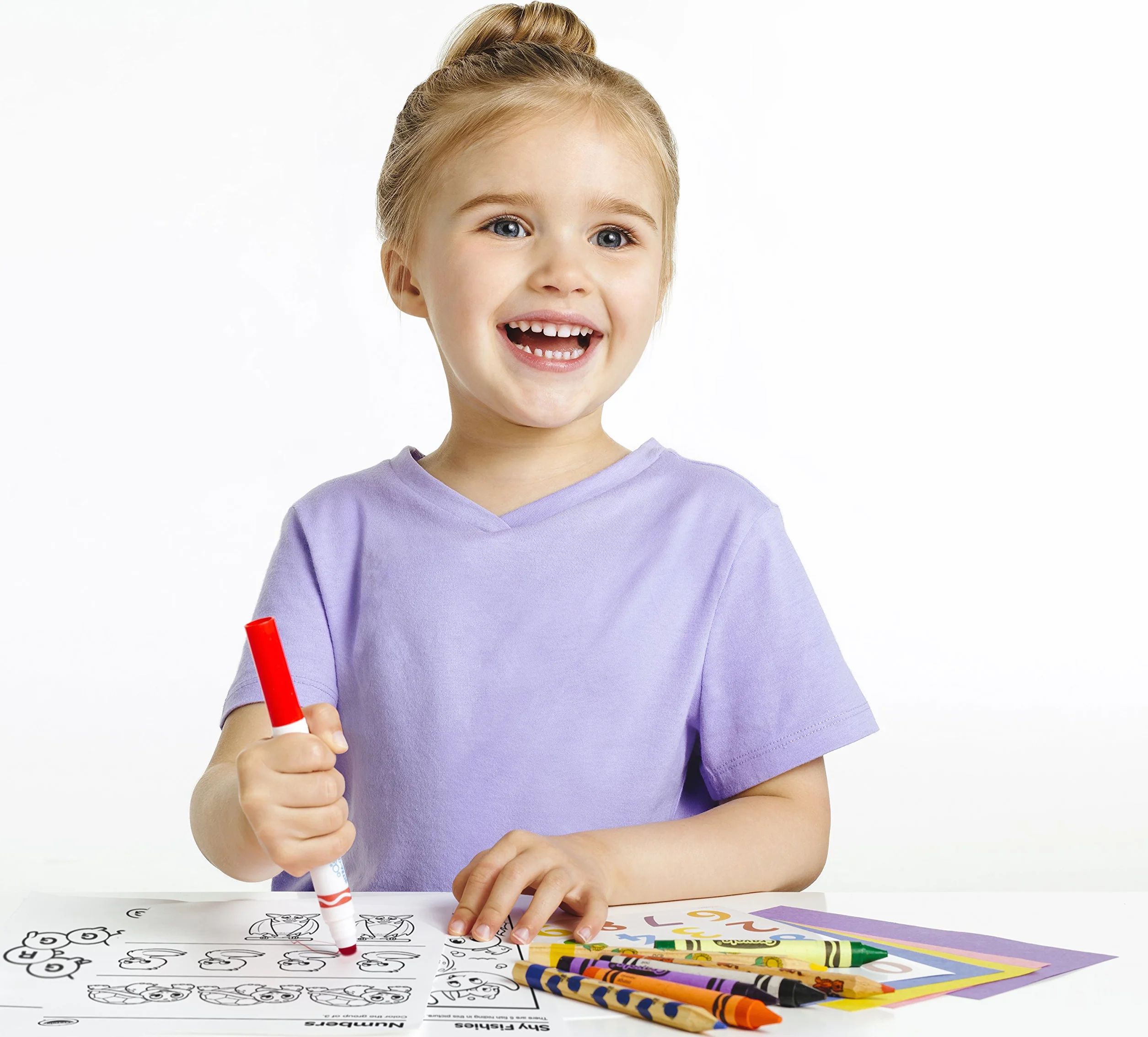 CRAYOLA Kit de 8 Feutres Lavables, Pointe Arrondie et Épaisse, Couleurs Variées