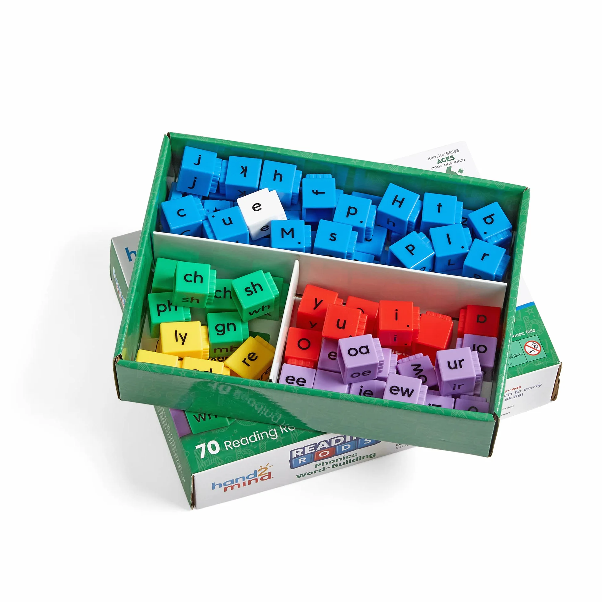 Learning Resources Construction de mots avec des sons Reading Rods, apprendre à lire, jouets pour épeler, lettres de l’alphabet Montessori