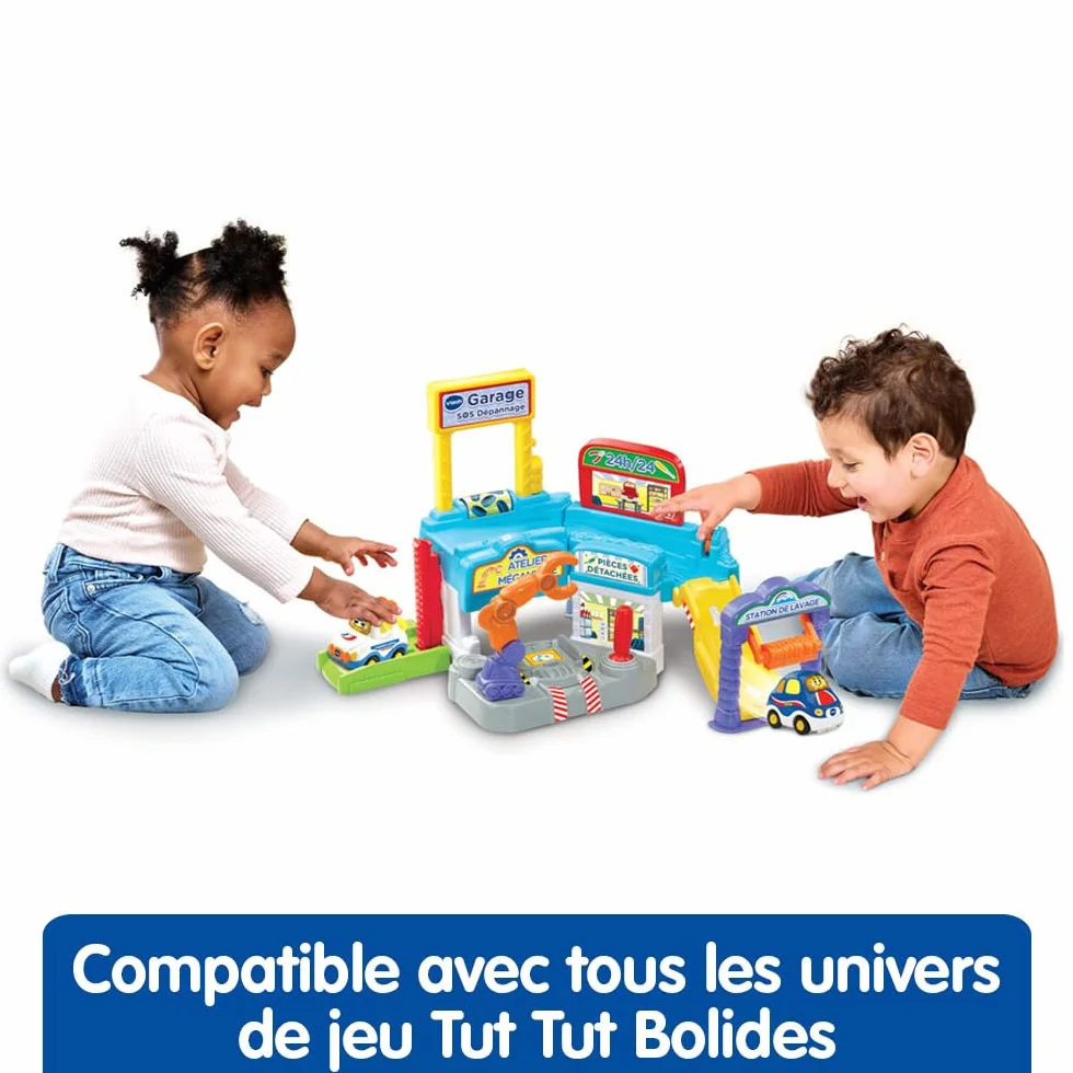 VTech Tut Tut Bolides Garage SOS Dépannage Voiture à Réparer Garage Voitures Enfant 3 Zones Magiques Cadeau 1-5 Ans Français