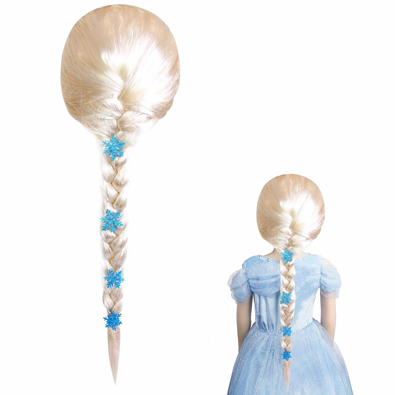 Perruque Reine des Neiges Princesse Elsa Blonde Enfant Fille Cosplay Carnaval Halloween
