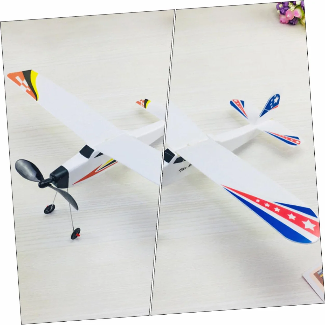 ERINGOGO Lot de 2 Planeurs en Mousse Avion Biplan 3D à Assembler pour Garçon et Filles