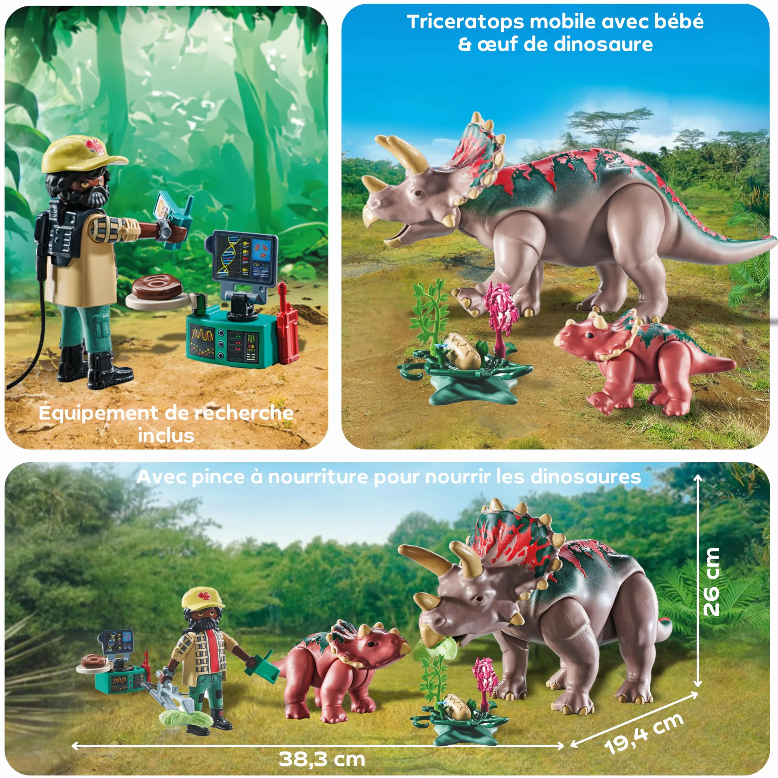 Playmobil Dinos Triceratops avec Bébé Jeu de Dinosaures Figurines Jouet 71821