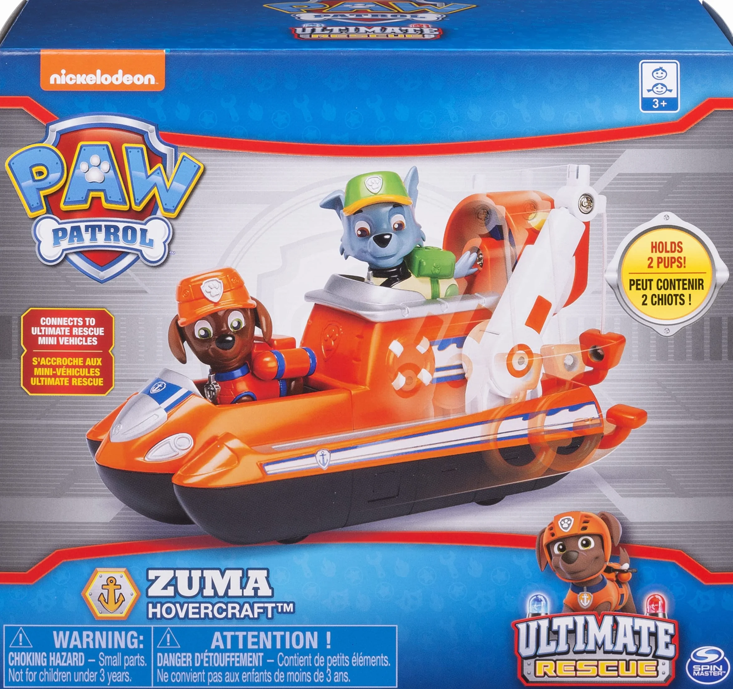 PAW PATROL Ultimate Rescue Aéroglisseur avec hélice et crochet de sauvetage 3 ans et plus Version Anglaise