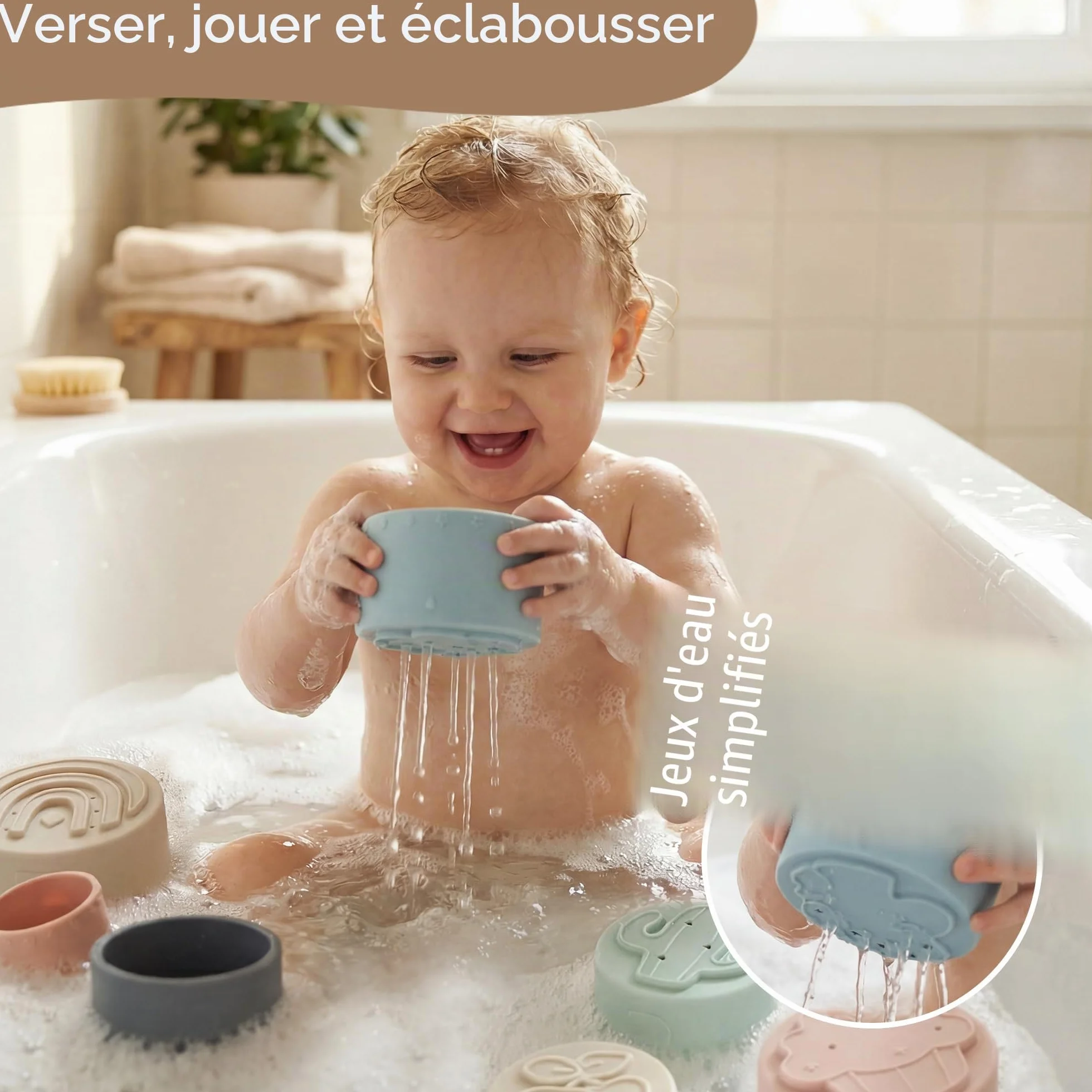 Moonkie Gobelet empilable en silicone bébé jouet éducatif dentaire
