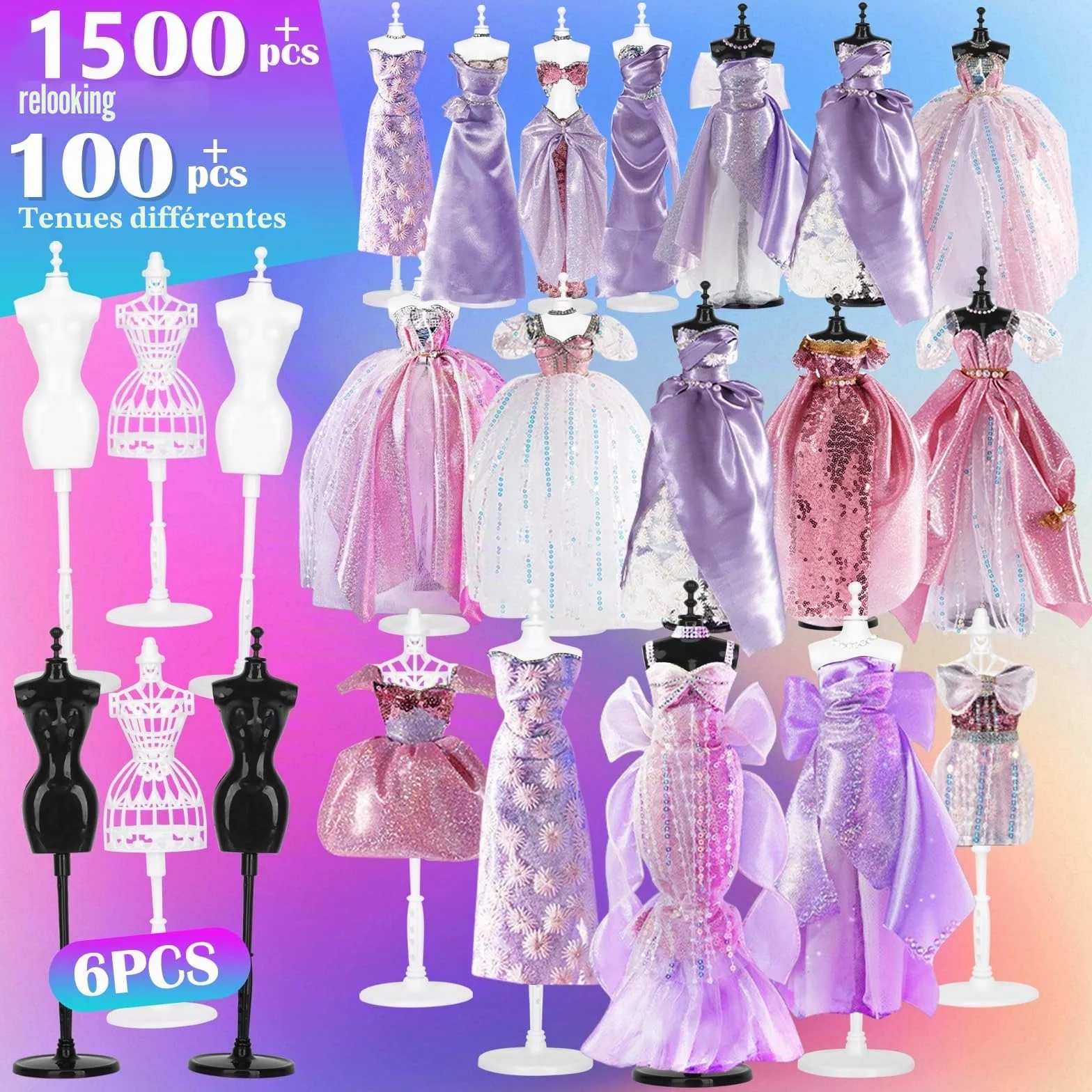 YOCOLE Fashion Design Kit, Création de Mode Couture Enfants avec 6 Mannequins, Carnet de Croquis, Cadeau Fille 6-12 Ans