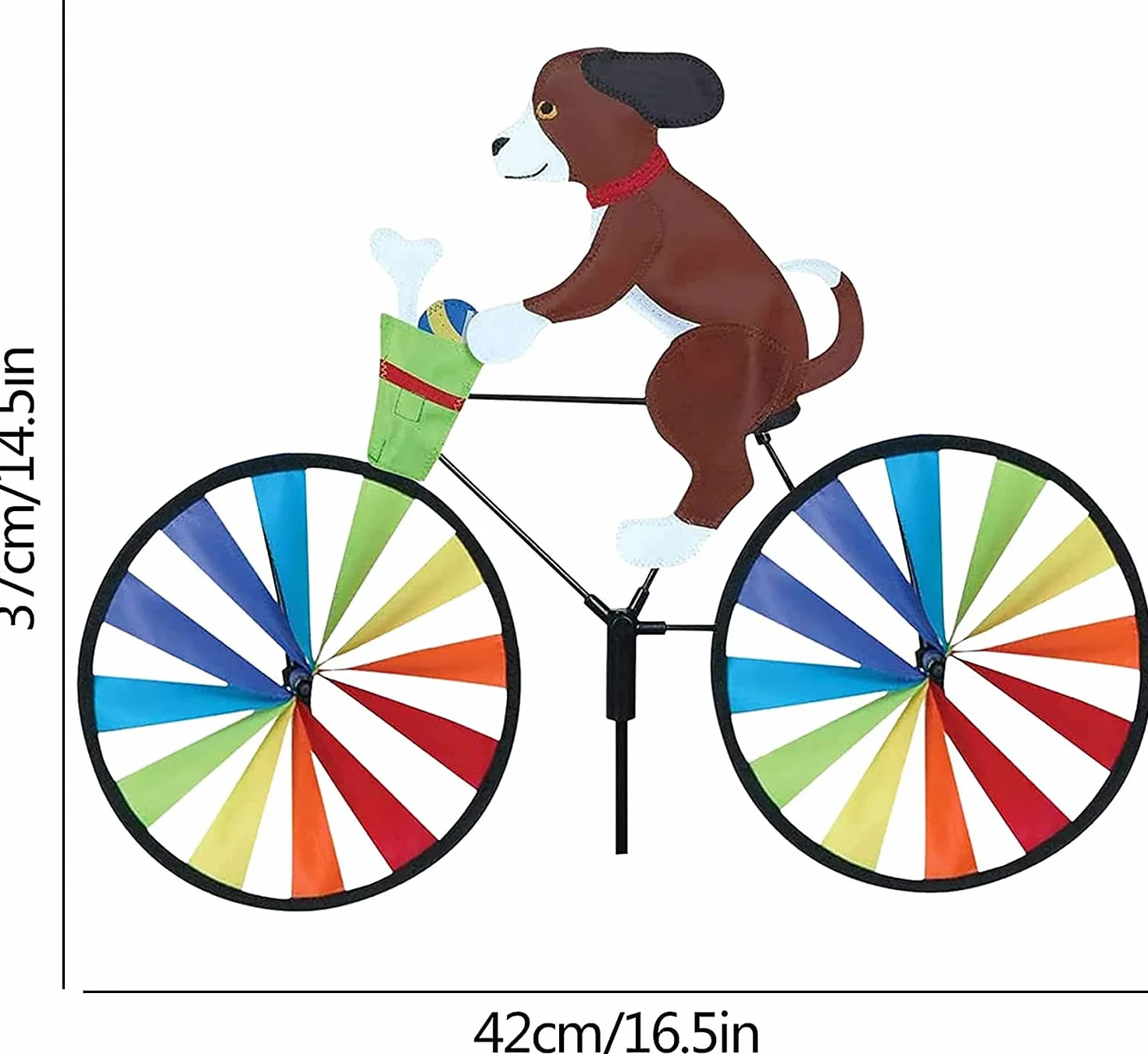 Lot de 3 moulins à vent vélo 3D chien chat décoration extérieure