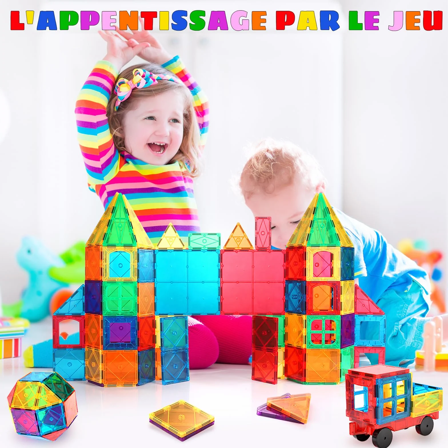 Blocs Construction Magnétiques Enfants Jouet 70 Pièces 3D Cadeau pour 3-8 Ans
