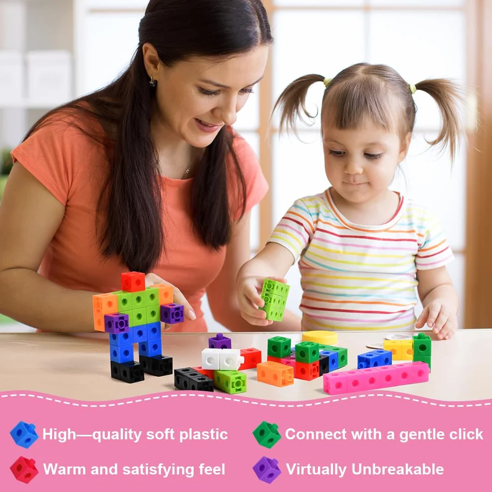 HOTUT Cubes à Emboîter pour Apprendre à Compter Lot de 100 Jeu de Construction Mathématique Éducatif