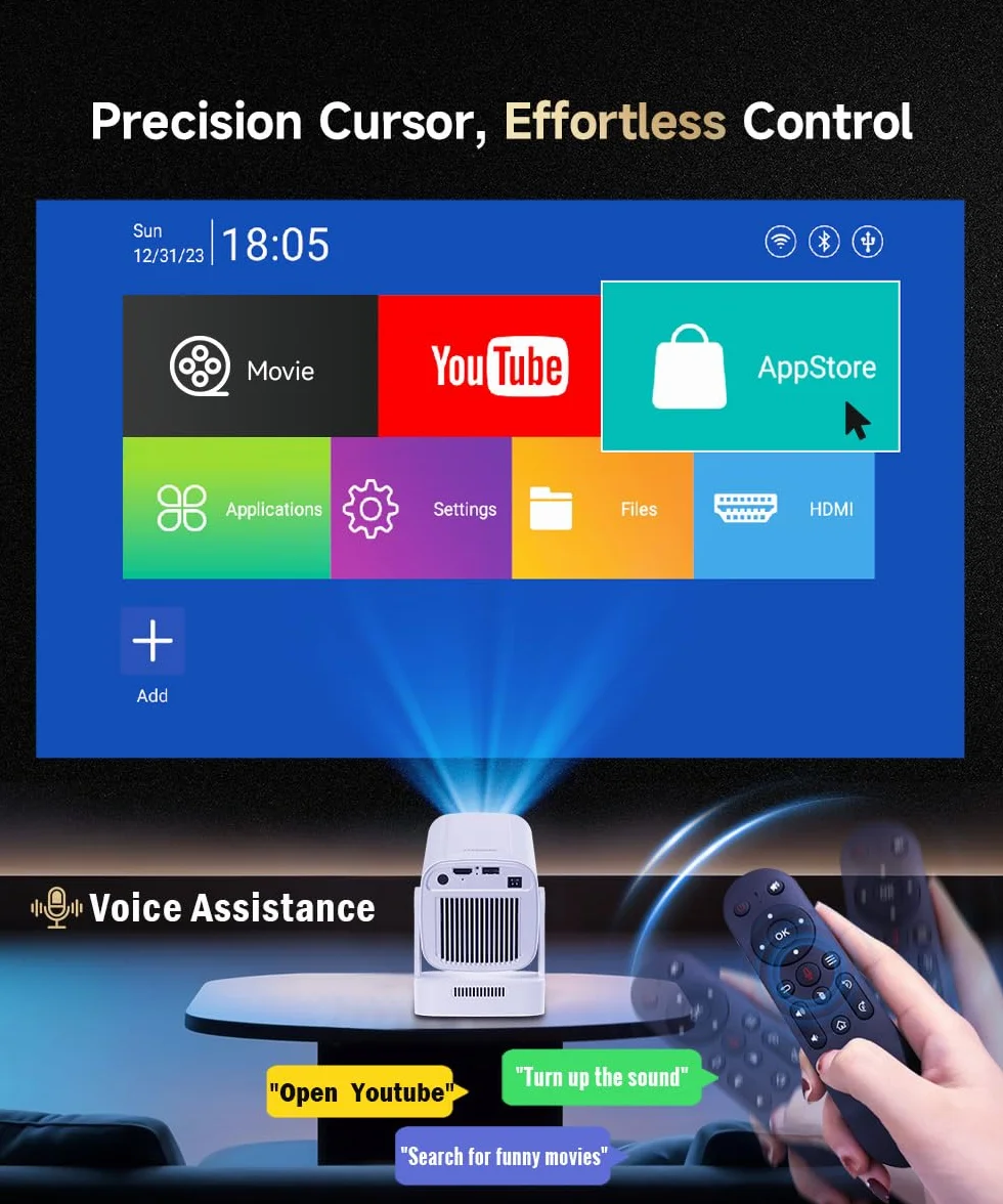 Magcubic Vidéoprojecteur 4K Mini Projecteur Portable WiFi6 BT5.4 Rotation 180° Mise au Point Automatique