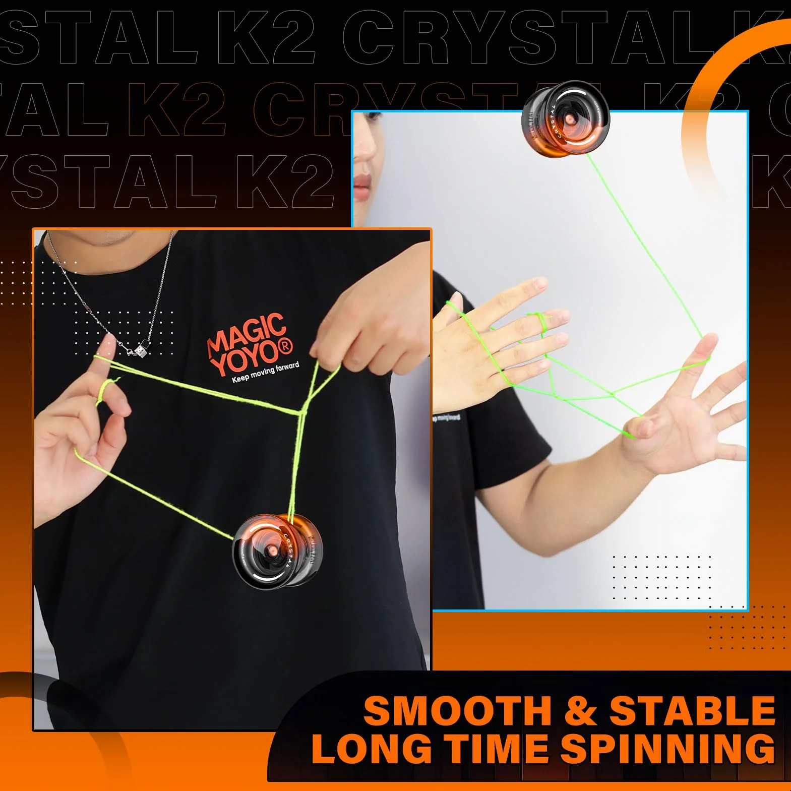 MAGICYOYO K2 Yoyo Professionnel Enfants Débutants avec Ralenti Roulement à Billes 12 Cordes Valise