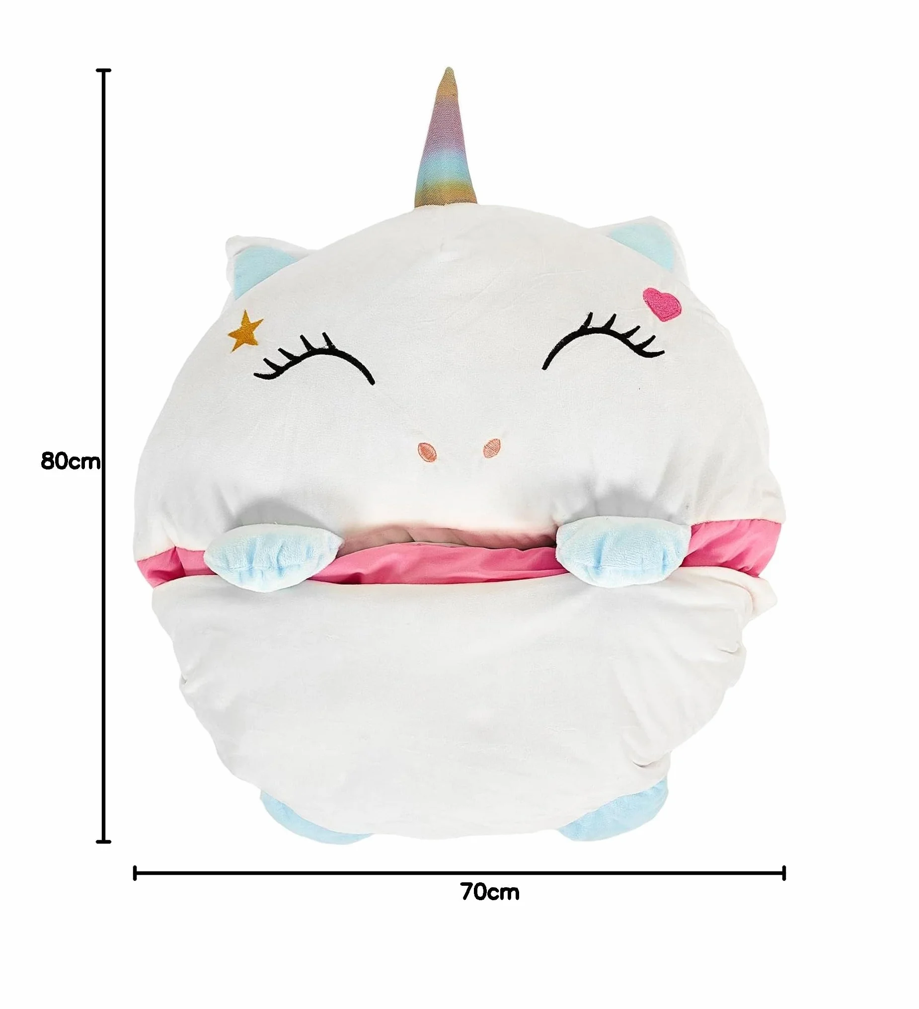 HOME DECO KIDS TX9401 Sac de Couchage Convertible Licorne 130x50 cm Rose Blanc