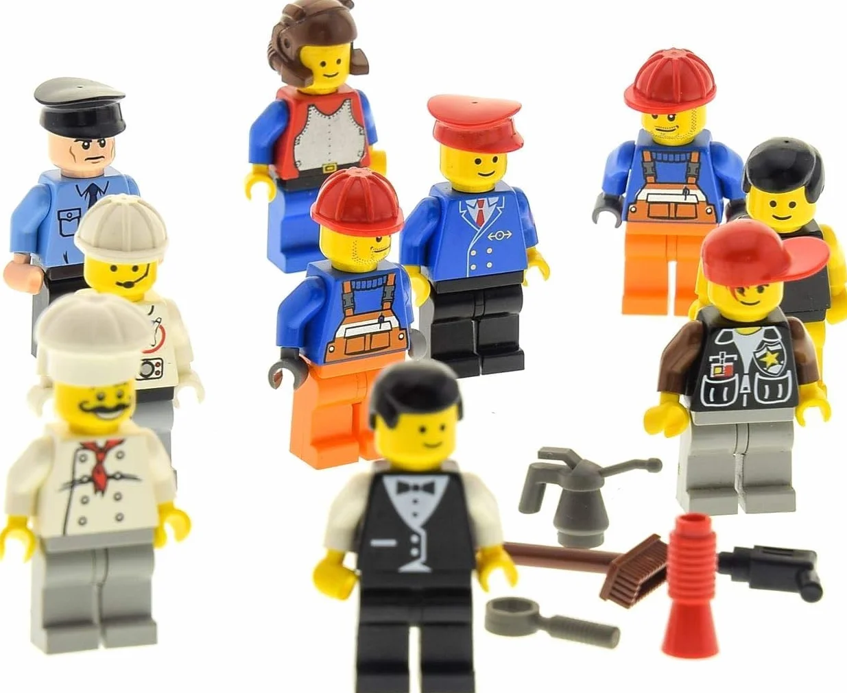 Lego Ville City Mini Figurine avec Accessoires Homme Femme Assortiment 10 X