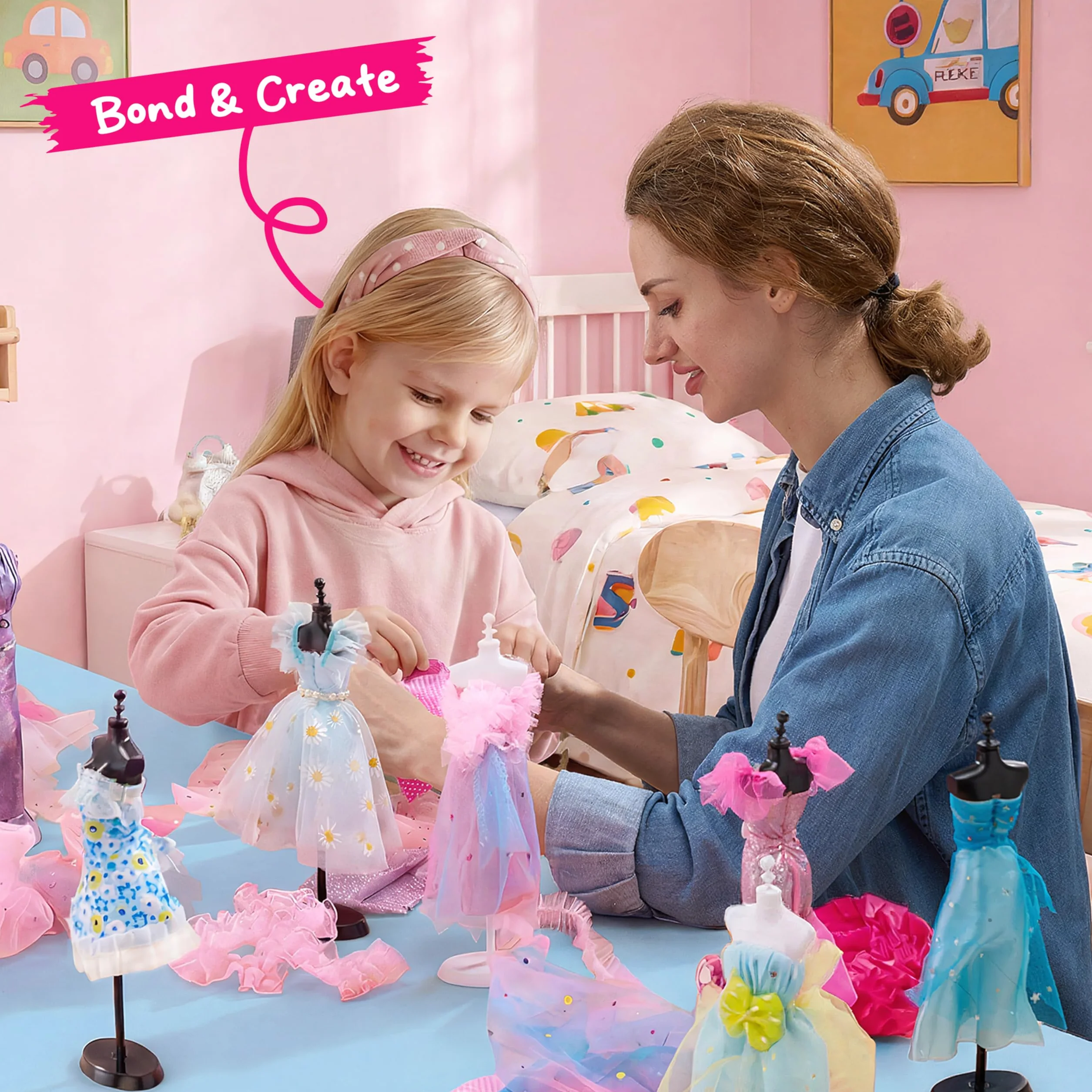 Klever Kits 400+PCS Artisanat de Design de Mode pour Enfants Art et Artisanat Jouet Bricolage Couture avec 3 Mannequins