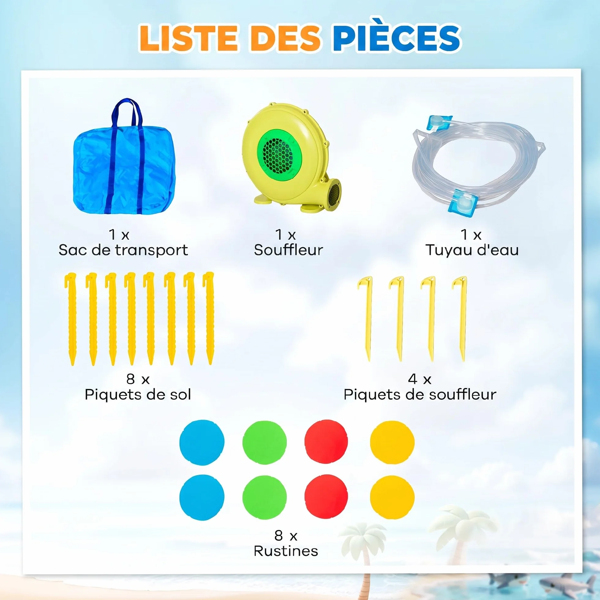 Outsunny Château Gonflable 6 en 1 Aire de Jeux avec Toboggan Trampoline Piscines 390 x 300 x 197 cm Multicolore