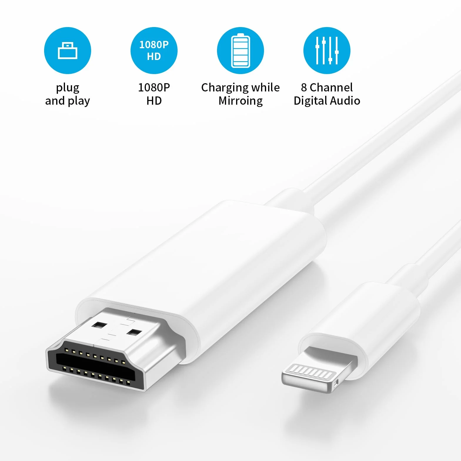 Certifié Apple MFi Adaptateur câble Lightning vers HDMI Apple pour iPhone 14 13 12 11 XS XR X 8 TV projecteur