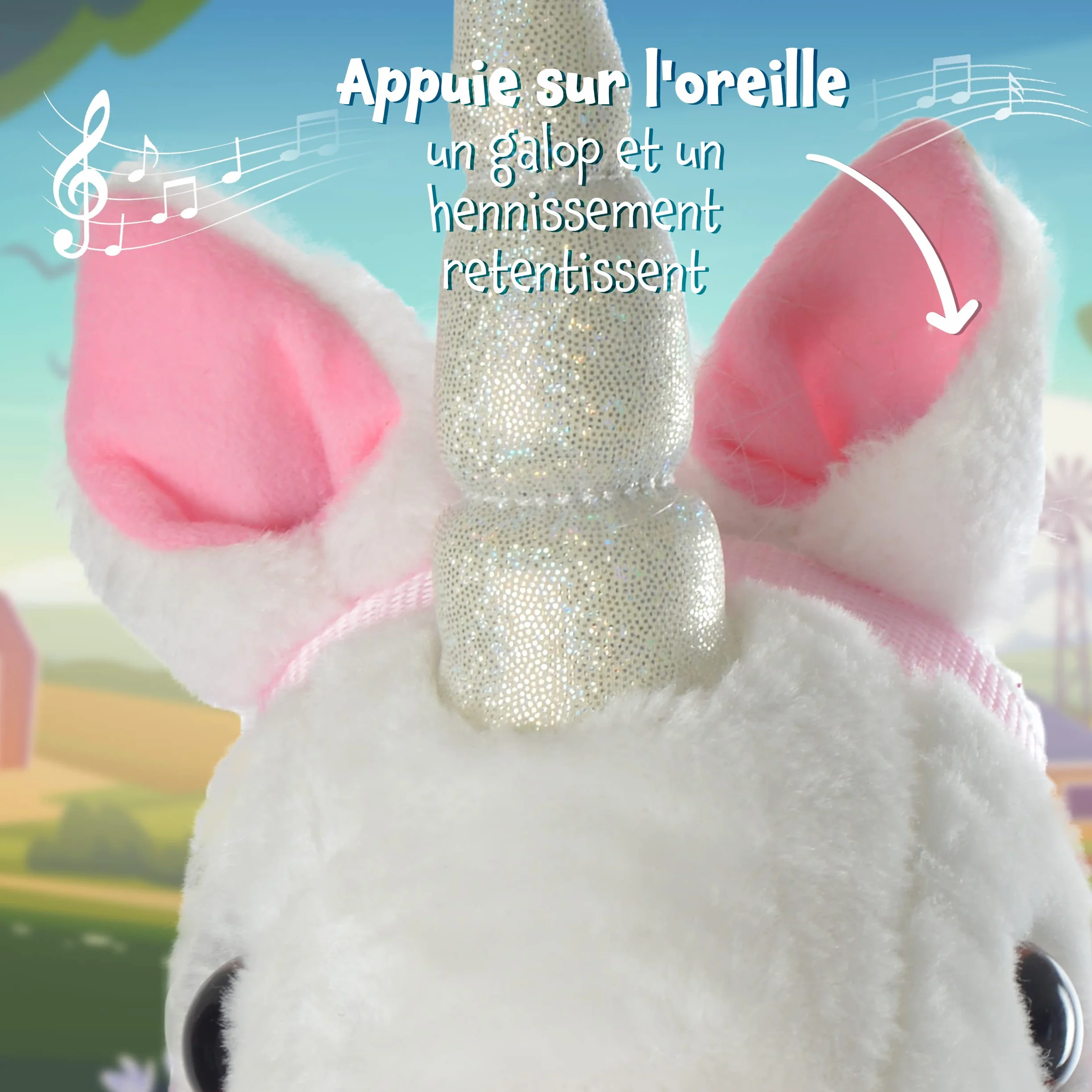 Pink Papaya Cheval bâton Hobby Horse avec tête de Cheval en Peluche Effet sonore hennissement Galop