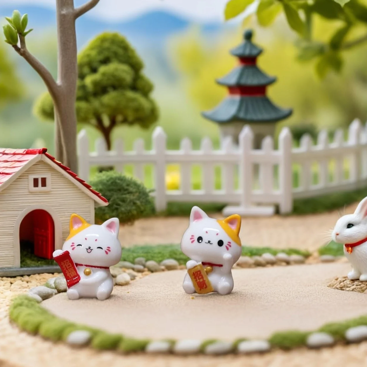 HEMOTON 36 Figurines de Chat Miniatures en Résine Maneki Neko Décor Jardin