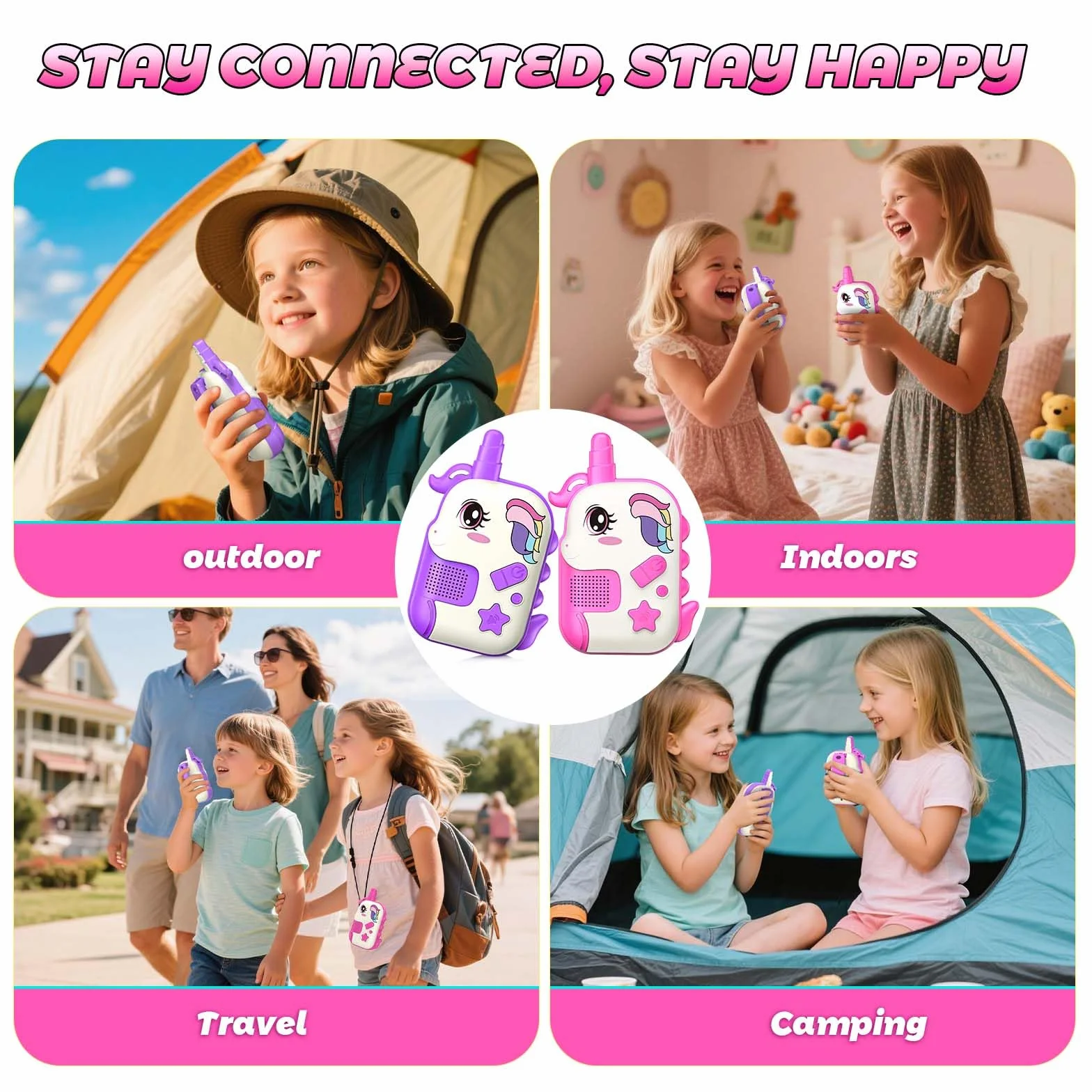 Talkie Walkie Enfants Rechargeable Licorne Jouet Fille 3-8 Ans Cadeau Anniversaire Jeux Extérieur