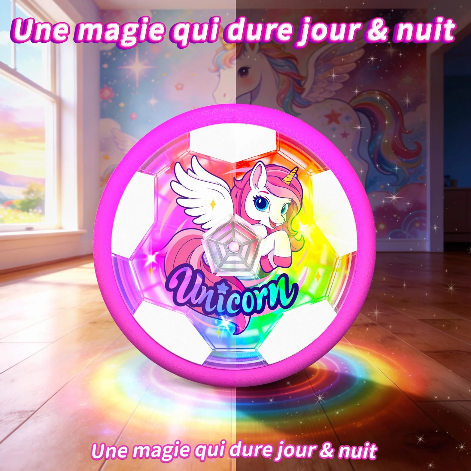 Licorne Ballon de Foot LED Lumière Jouet Fille 3-12 Ans Cadeau Anniversaire Noël