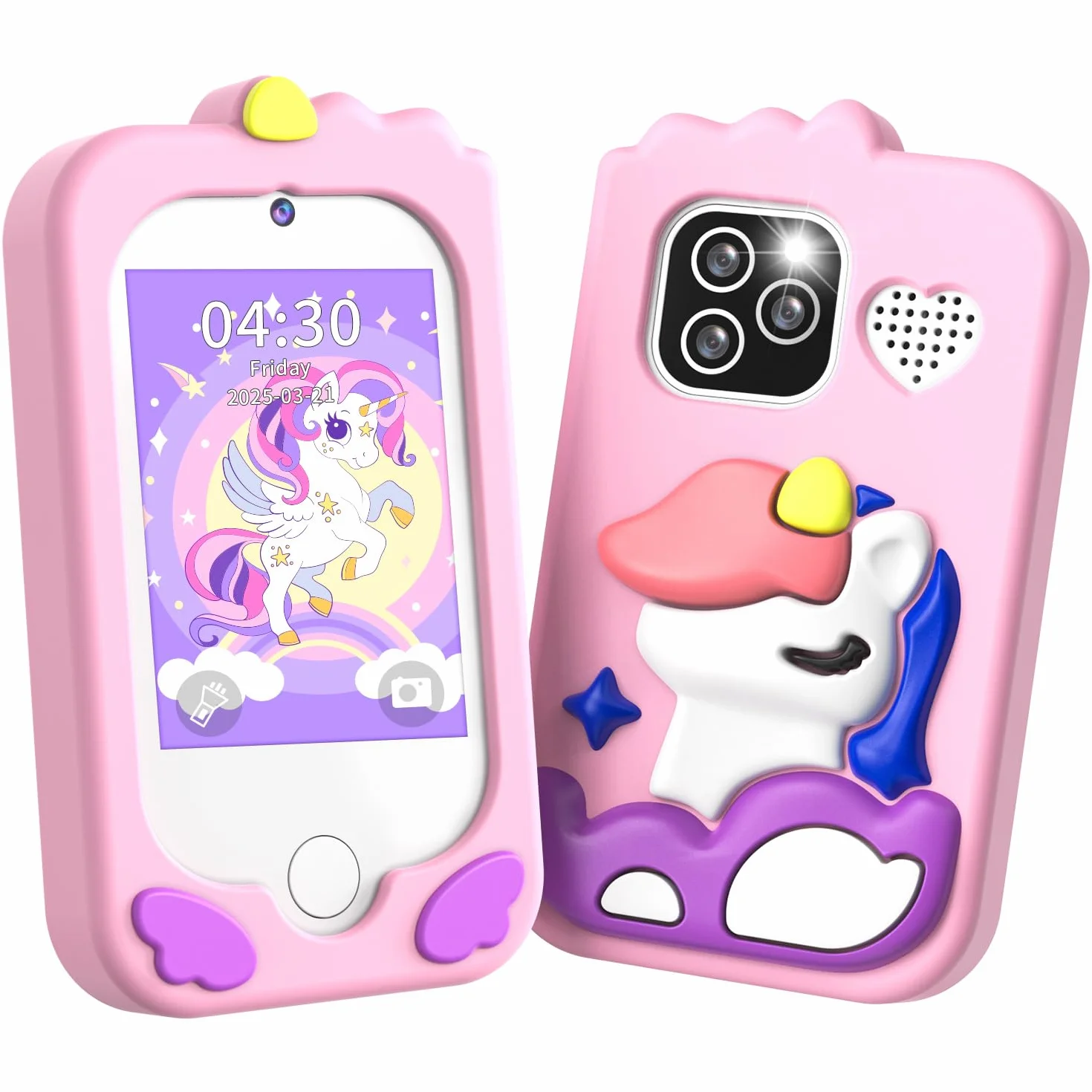 CHAKEYAKE Telephone Enfant avec Double Caméra, 2,8" Tactile écran, 32GB Carte, Jouet Apprentissage pour Filles 3-10 Ans