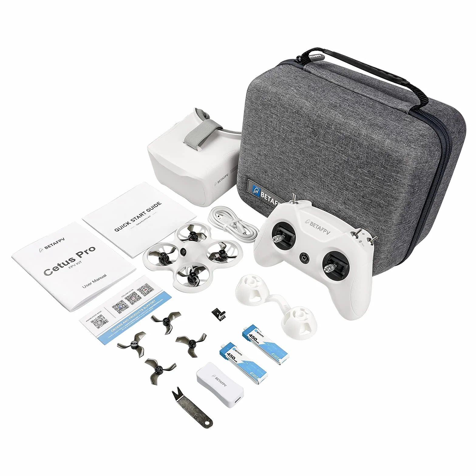 BETAFPV Kit de Drone Cetus Pro FPV RTF Avec Maintien D'altitude Autoprotection Atterrissage D'urgence 3 Modes de Vol Fonction Tortue Drone Prêt à Voler pour Débutants Adolescents, Télécommande